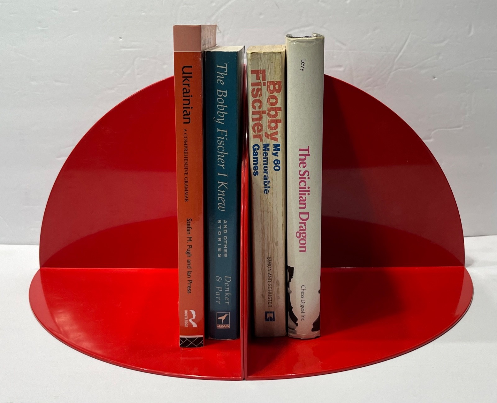 Set of 2 Vintage Kartell Red Bookends Mod 4910 Giotto Design Stoppino