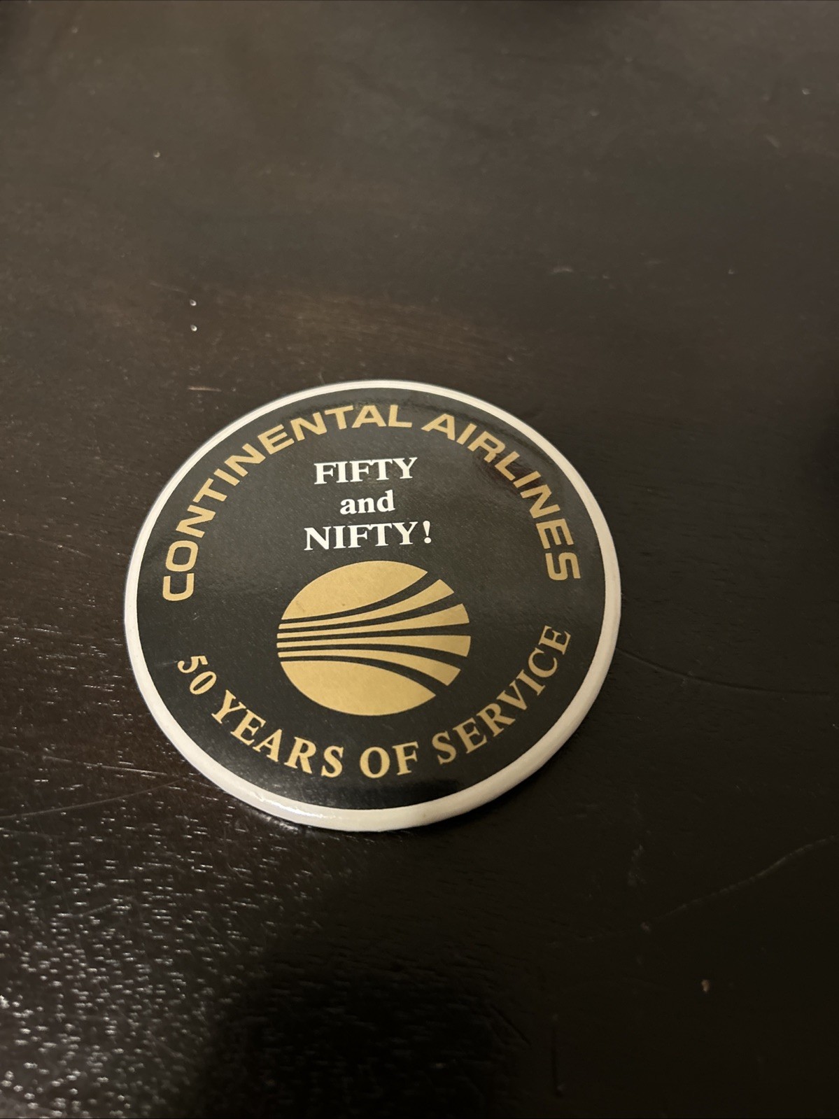 Vintage Continental Airlines Button Fifty and Nifty 50 Years Of Service Vintage Continental Airlines Button Fifty and Nifty 50 Years Of Service