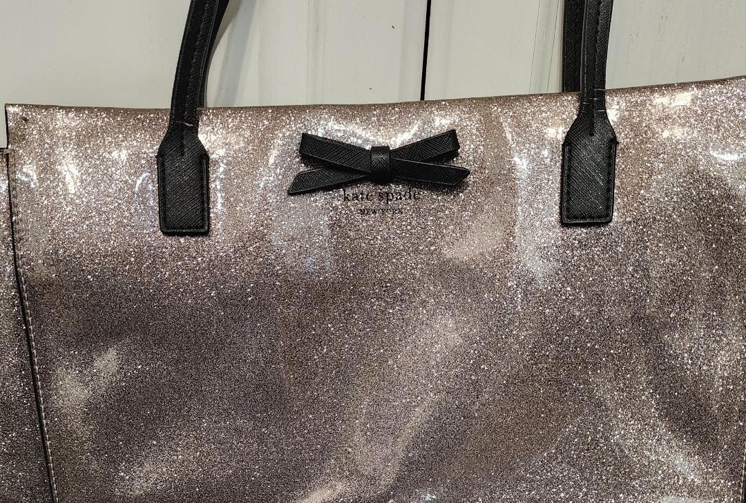 Kate Spade New York Mavis Street Jeralyn Rose Gold Glitter Tote Bag Purse Kate Spade New York Mavis Street Jeralyn Rose Gold Glitter Tote Bag Purse