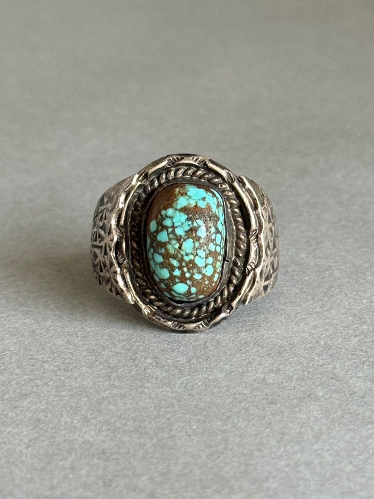 Old Pawn Navajo Sterling Silver and Turquoise Ring. Size 8 1/2 Old Pawn Navajo Sterling Silver and Turquoise Ring. Size 8 1/2