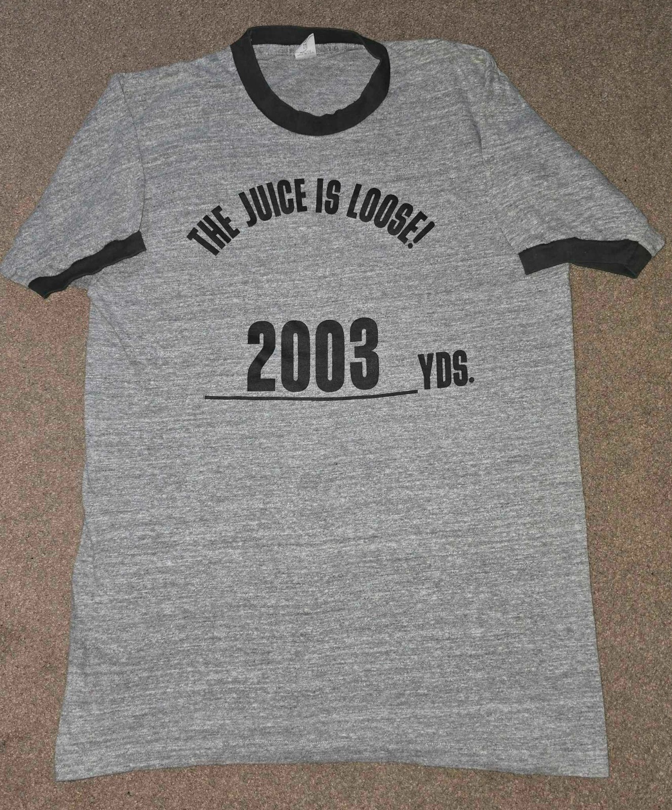 Vtg 1973 The Juice is Loose 2003 Yards OJ Simpson Ringer Shirt XL Buffalo Bills