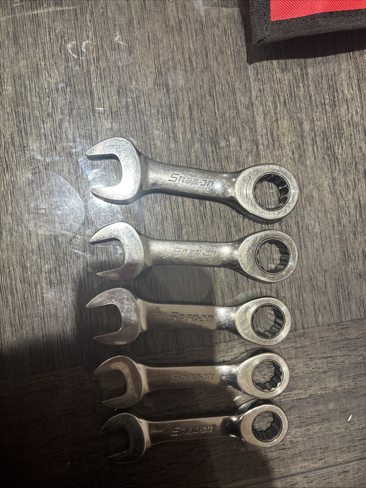Snap On 5-pc 0° Offset Short Ratcheting Combination Wrench Set OXKRM705 15-19mm
