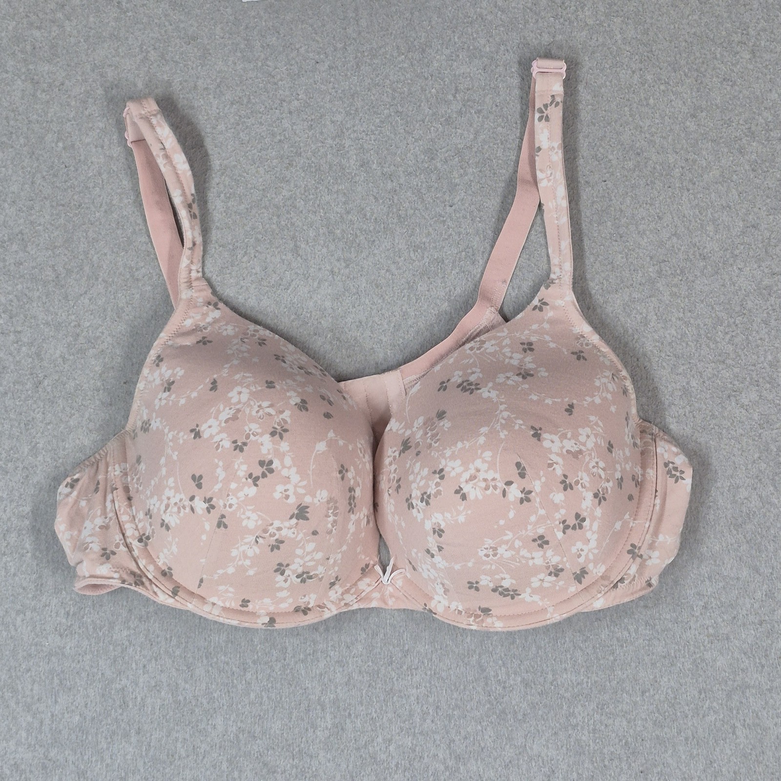 Cacique Women Bra 44D Pink Floral Boost Plunge Push Up Underwired Bow
