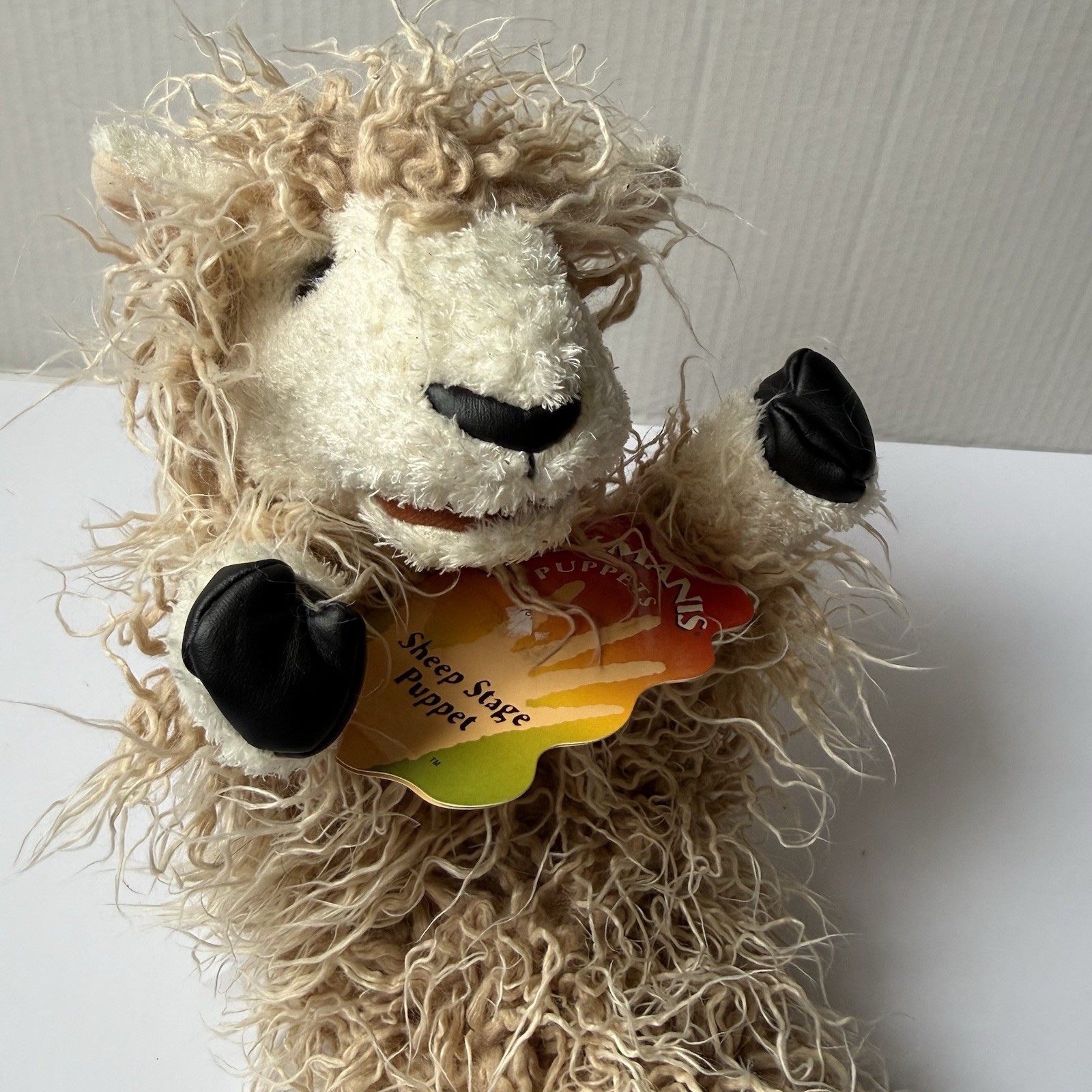 NWT Folkmanis Sheep Stage Puppet 13” Long Wool Plush Lamb w/Tag Educational Toy