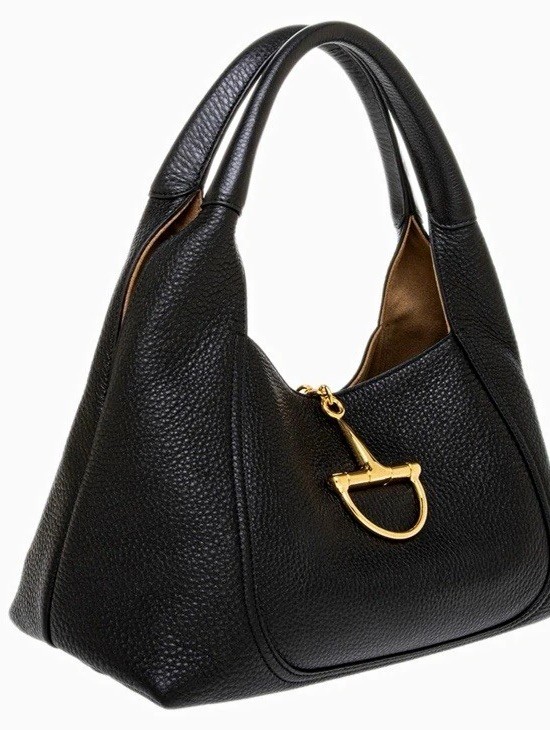 Gucci Women’s Black Hobo Bag Top Handle Gold HW Logo Accent, Coin Purse