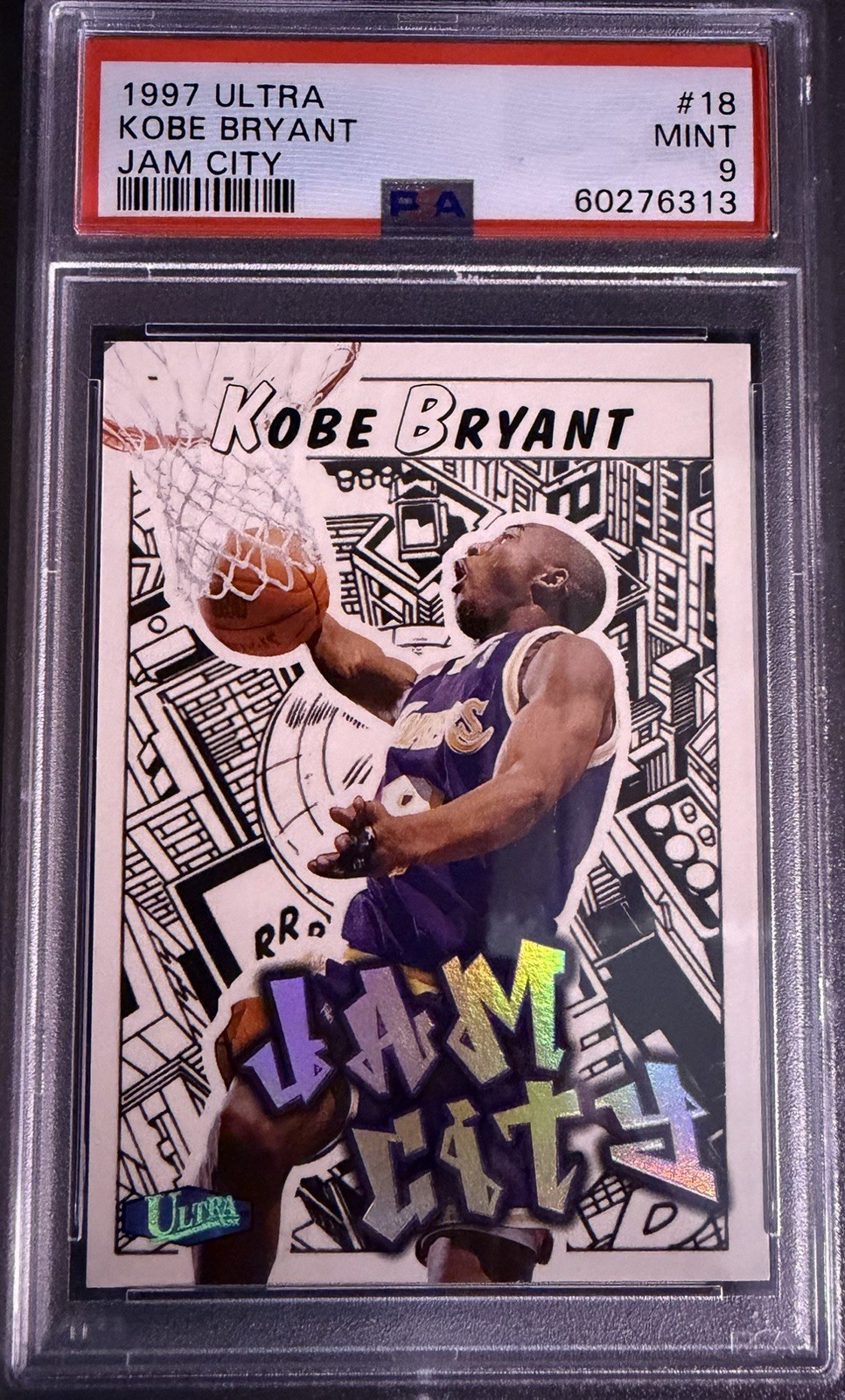 1997-98 Fleer Ultra Kobe Bryant Jam City Insert PSA 9 1997-98 Fleer Ultra Kobe Bryant Jam City Insert PSA 9
