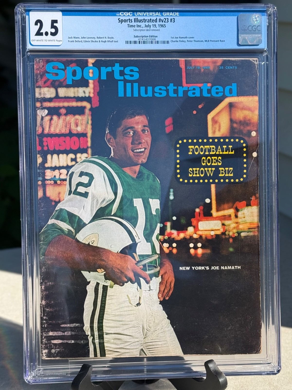 Joe Namath July 19 1965 7/19/65 Jets Sports illustrated Magazine Graded CGC 2.5 Joe Namath July 19 1965 7/19/65 Jets Sports illustrated Magazine Graded CGC 2.5
