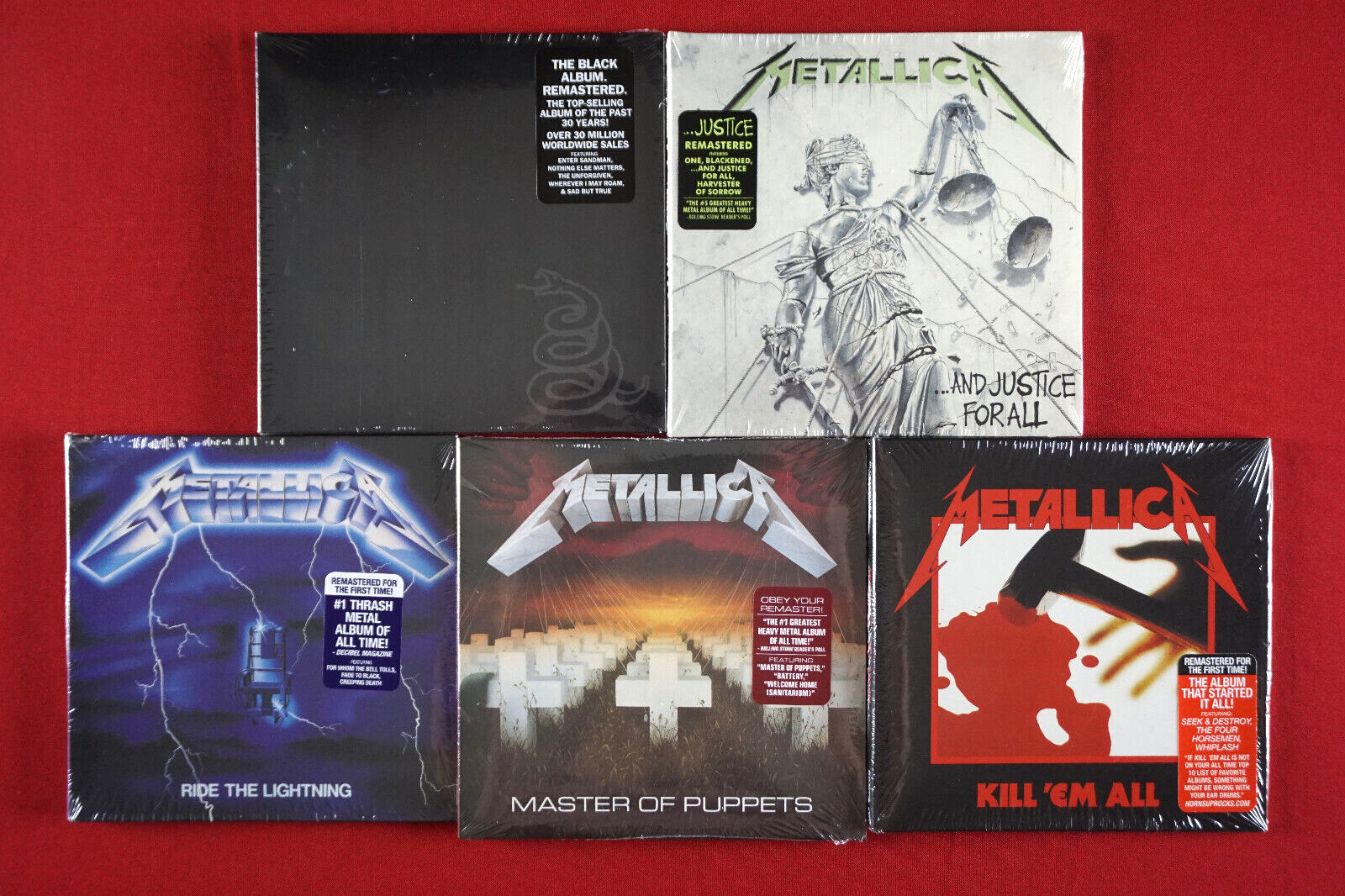 Metallica Black Ride The Lightning Master of Puppets Kill'em All 5 CD Lot NEW