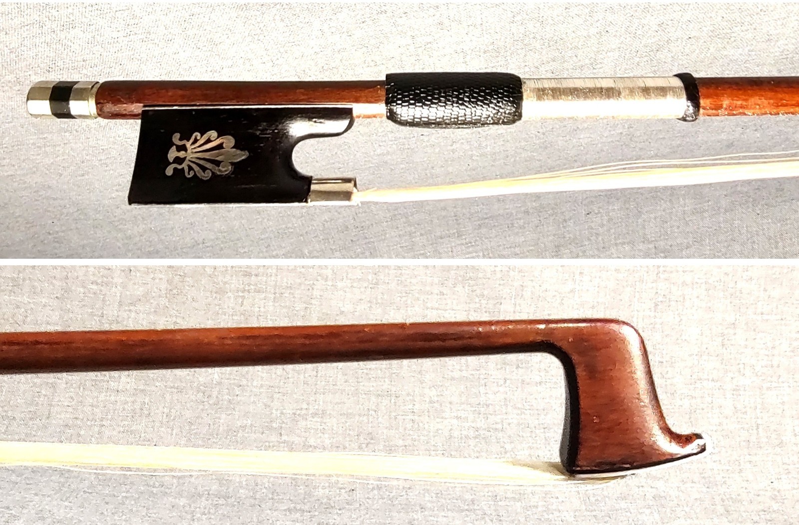 Tourte 4/4 Violin Bow, Vintage German 1920s, Sterling Silver Windings