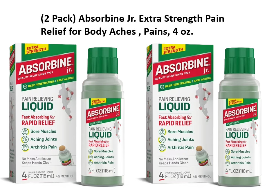(2 Pack) Absorbine Jr. Extra Strength Pain Relief for Body Aches , Pains, 4 oz. (2 Pack) Absorbine Jr. Extra Strength Pain Relief for Body Aches , Pains, 4 oz.
