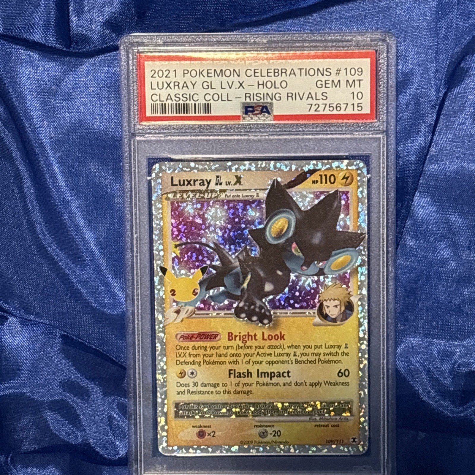 2021 POKEMON CELEBRATIONS CLASSIC COLLECTION #109 LUXRAY GL LV.X-HOLO PSA 10