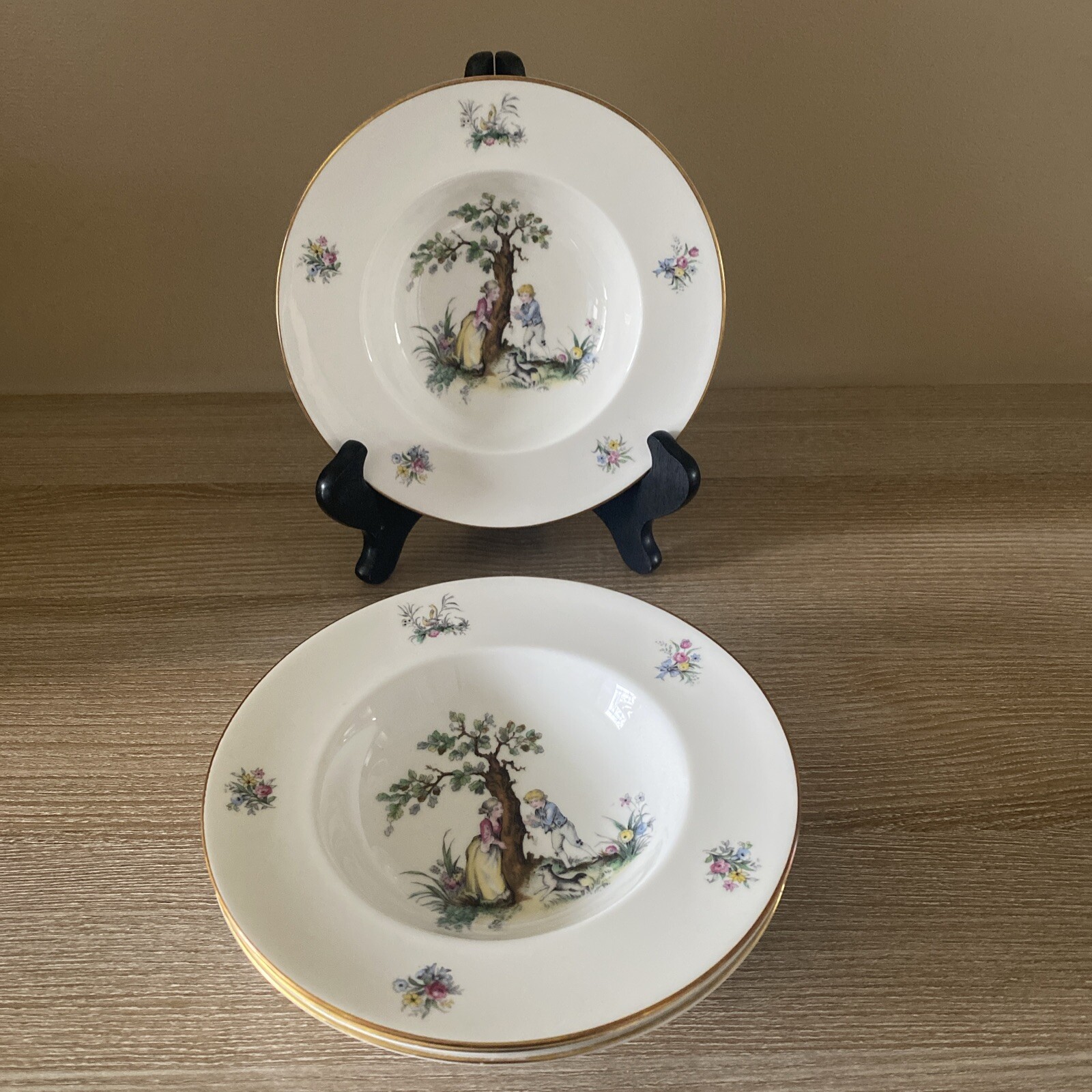 VTG Royal Worcester England 8” Bowls Watteau Royal Trademark on Bottom Set of 4 VTG Royal Worcester England 8” Bowls Watteau Royal Trademark on Bottom Set of 4