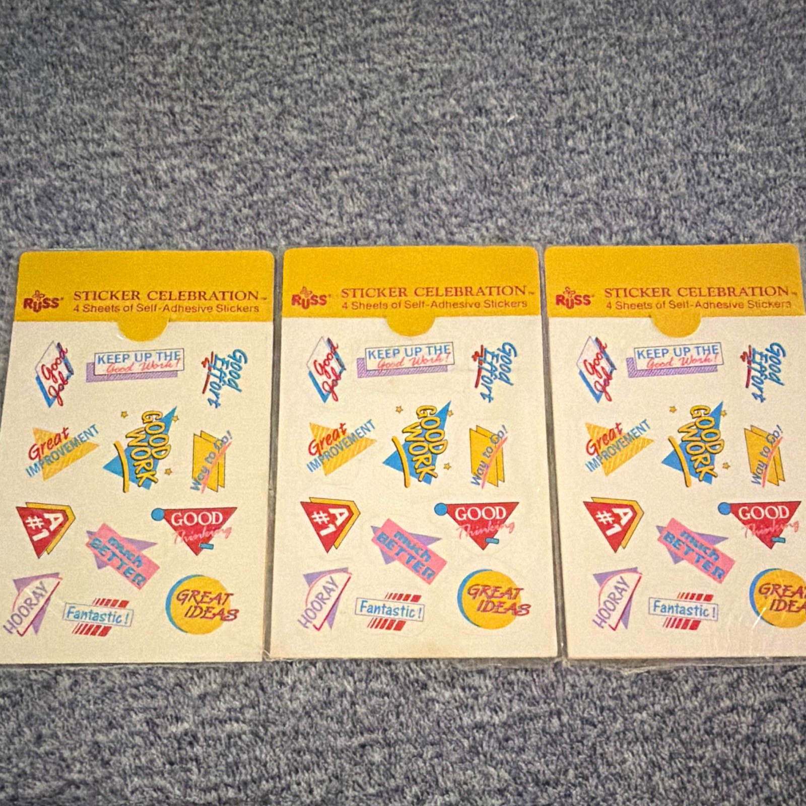 Vintage Russ Sticker Celebration Self-Adhesive Stickers Style 2371 Lot of 3 Vintage Russ Sticker Celebration Self-Adhesive Stickers Style 2371 Lot of 3