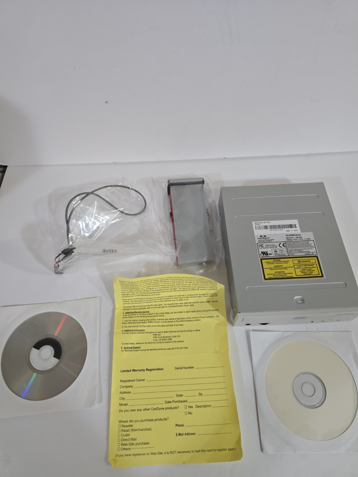 CenDyne CW 3201 Internal Desktop CD-R/RW Drive IDE Vintage April 2002 NEW...