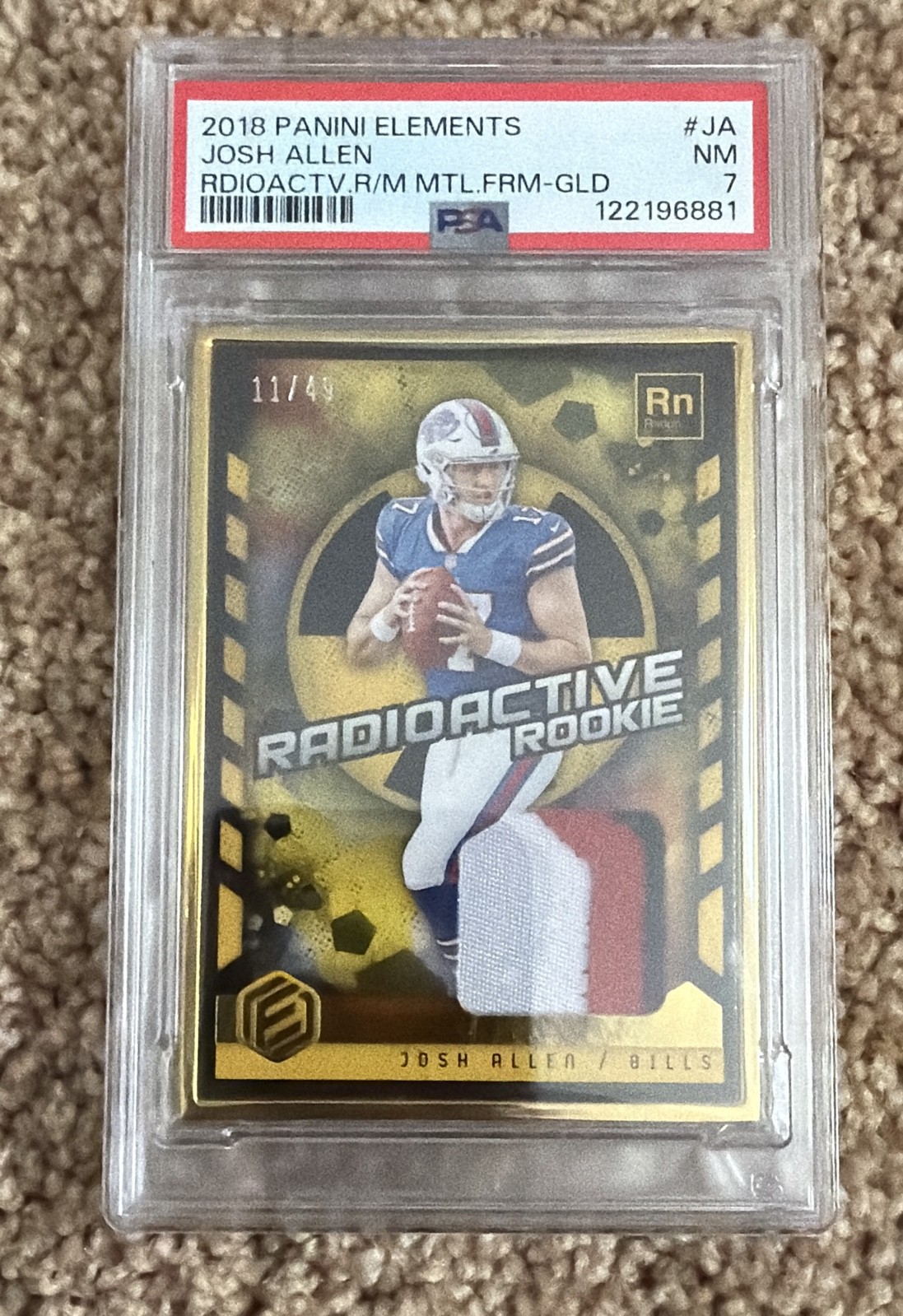 🔥🔥JOSH ALLEN GOLD /49🔥🔥2018 Panini Elements - Radioactive Rookie Materials 🔥🔥JOSH ALLEN GOLD /49🔥🔥2018 Panini Elements - Radioactive Rookie Materials
