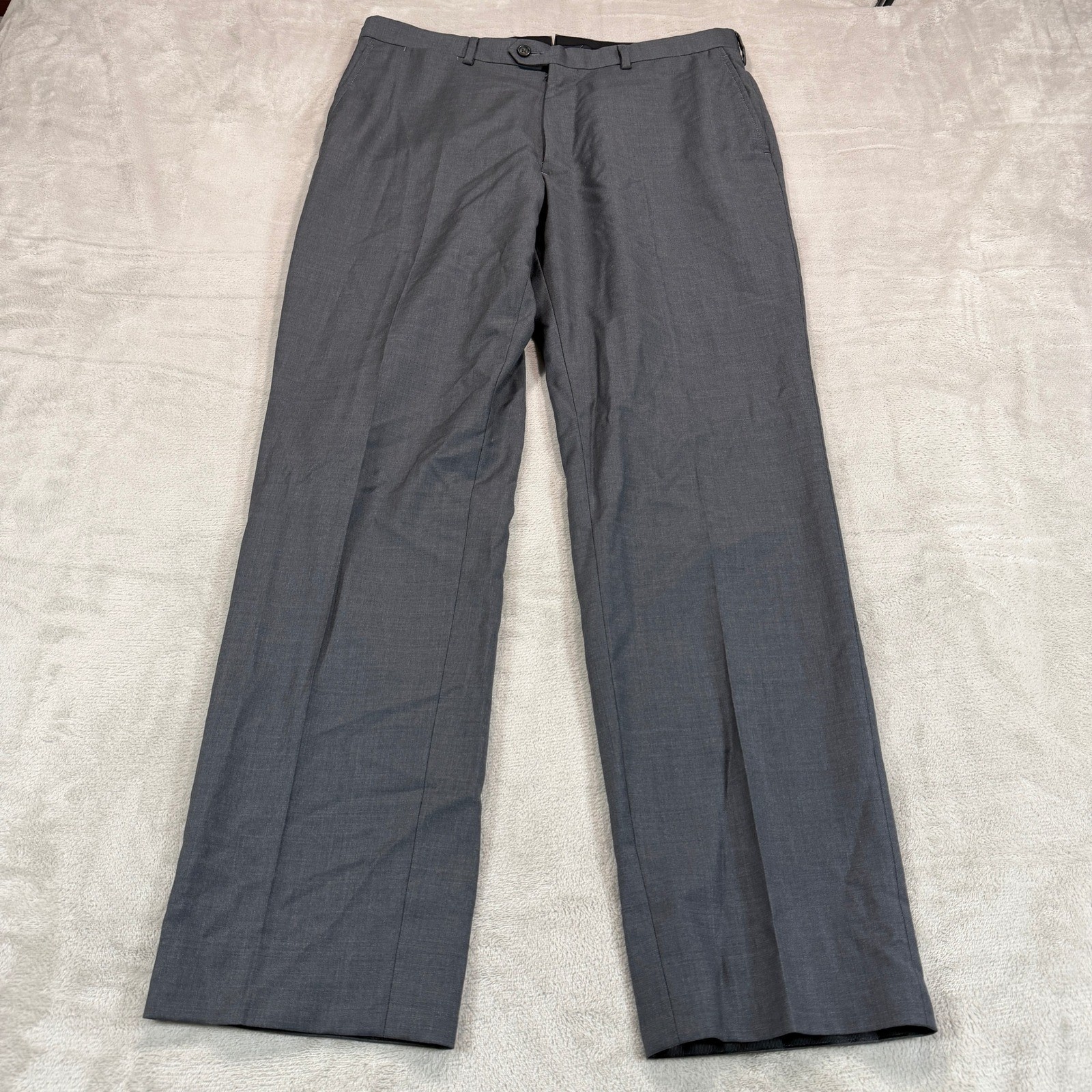 Proper Cloth Mens 34x32 Light Grey Wool Twill Dress Pants Dino Filarte S110s