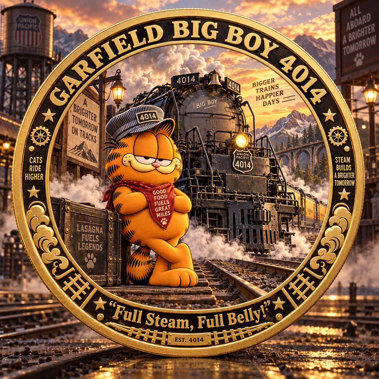 New Garfield and Big Boy 4014 Gift For Fan Commemorative Coin GN100