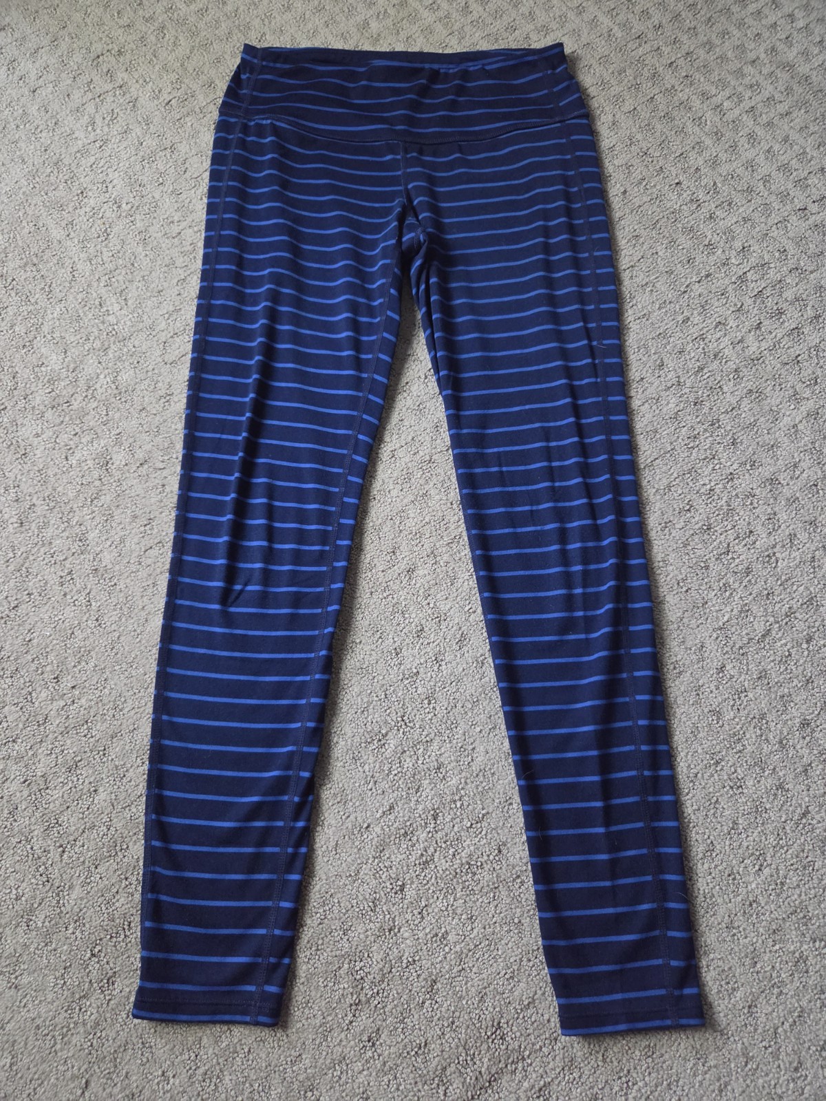 Athleta Navy Stripe Leggings, Small - Super Cute