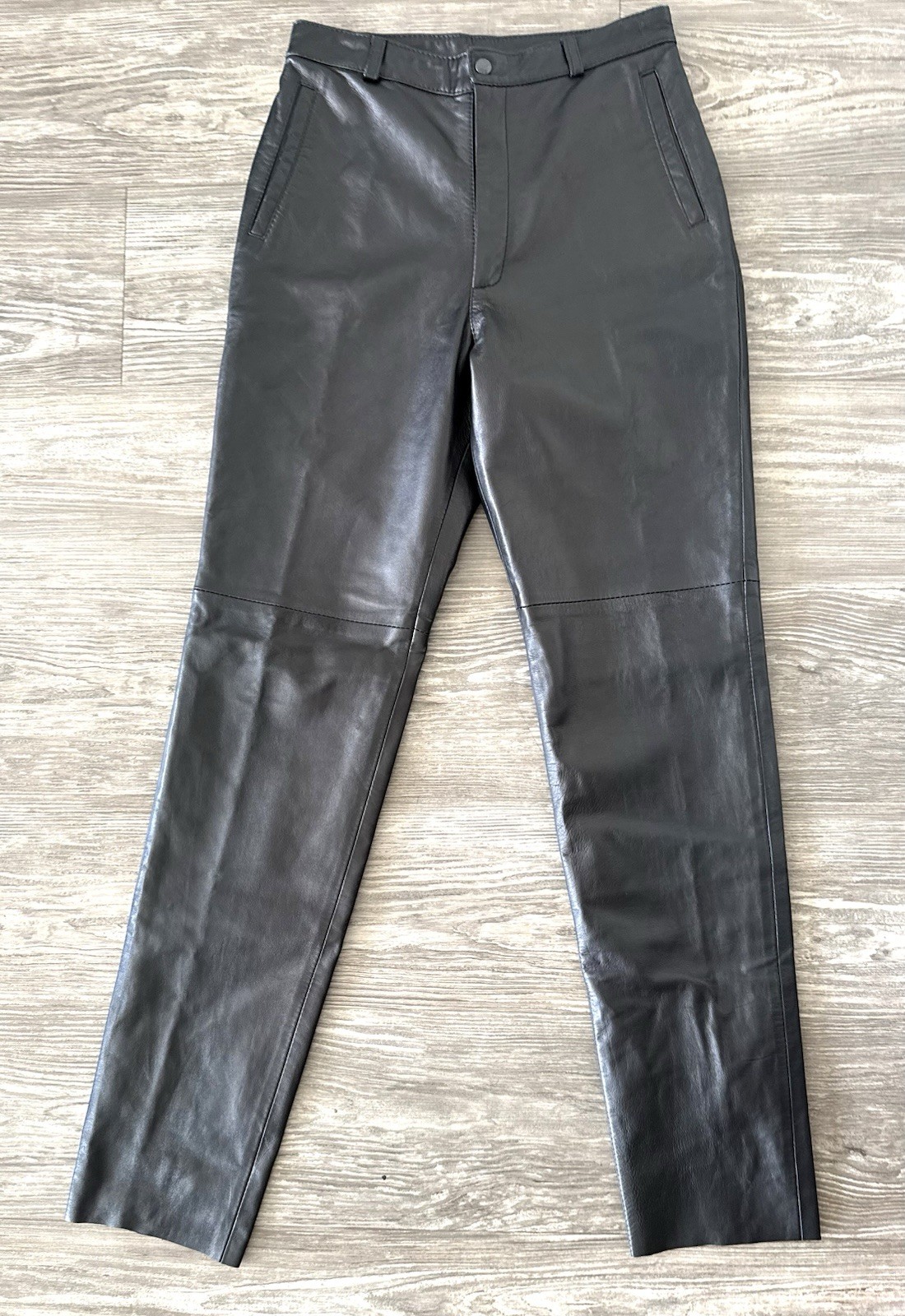 Vintage Remy Leather Black Genuine Leather High Rise Pants Size 4 Made USA