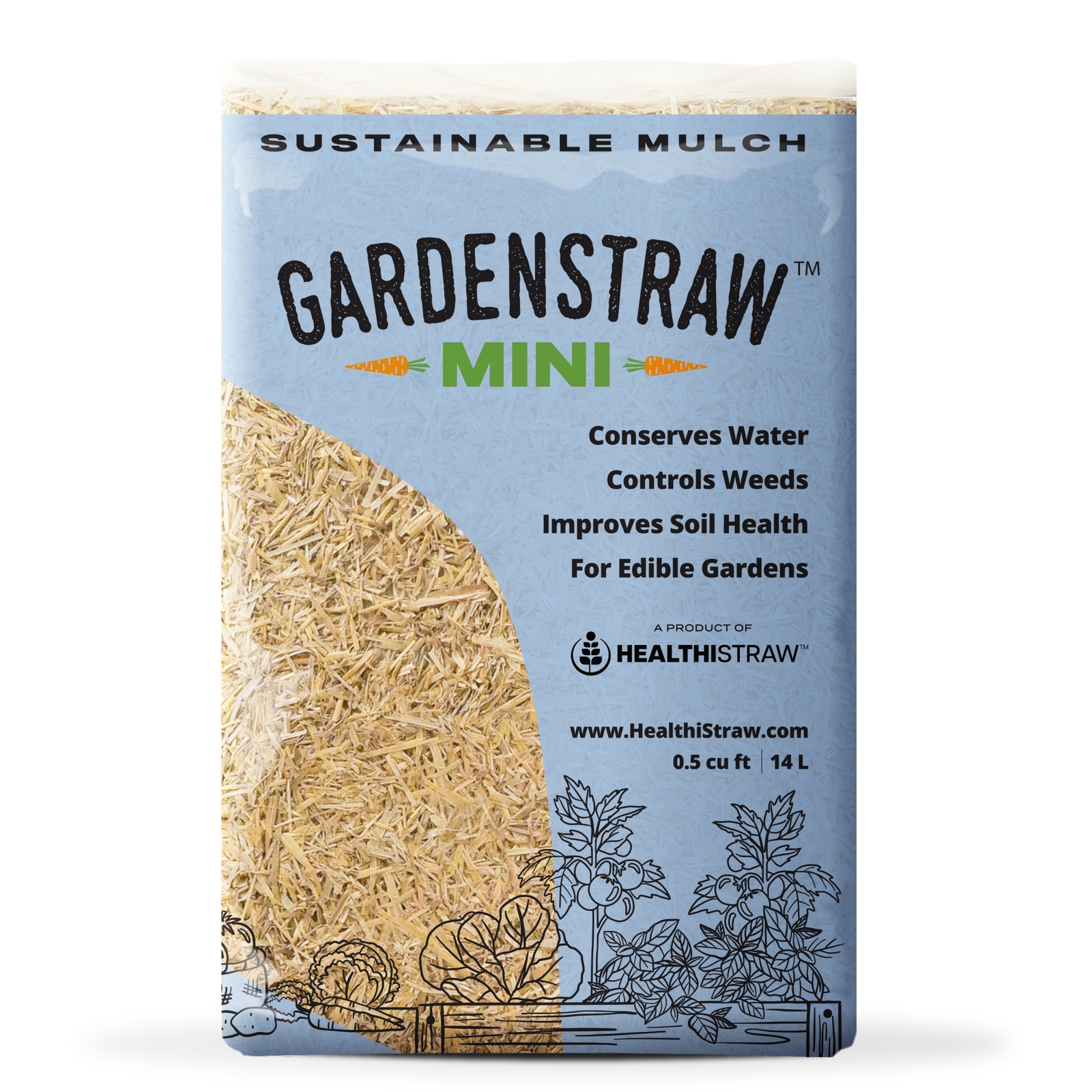 HealthiStraw GardenStraw Mini, All-Natural, Garden Straw Mulch, 0.5 cu ft