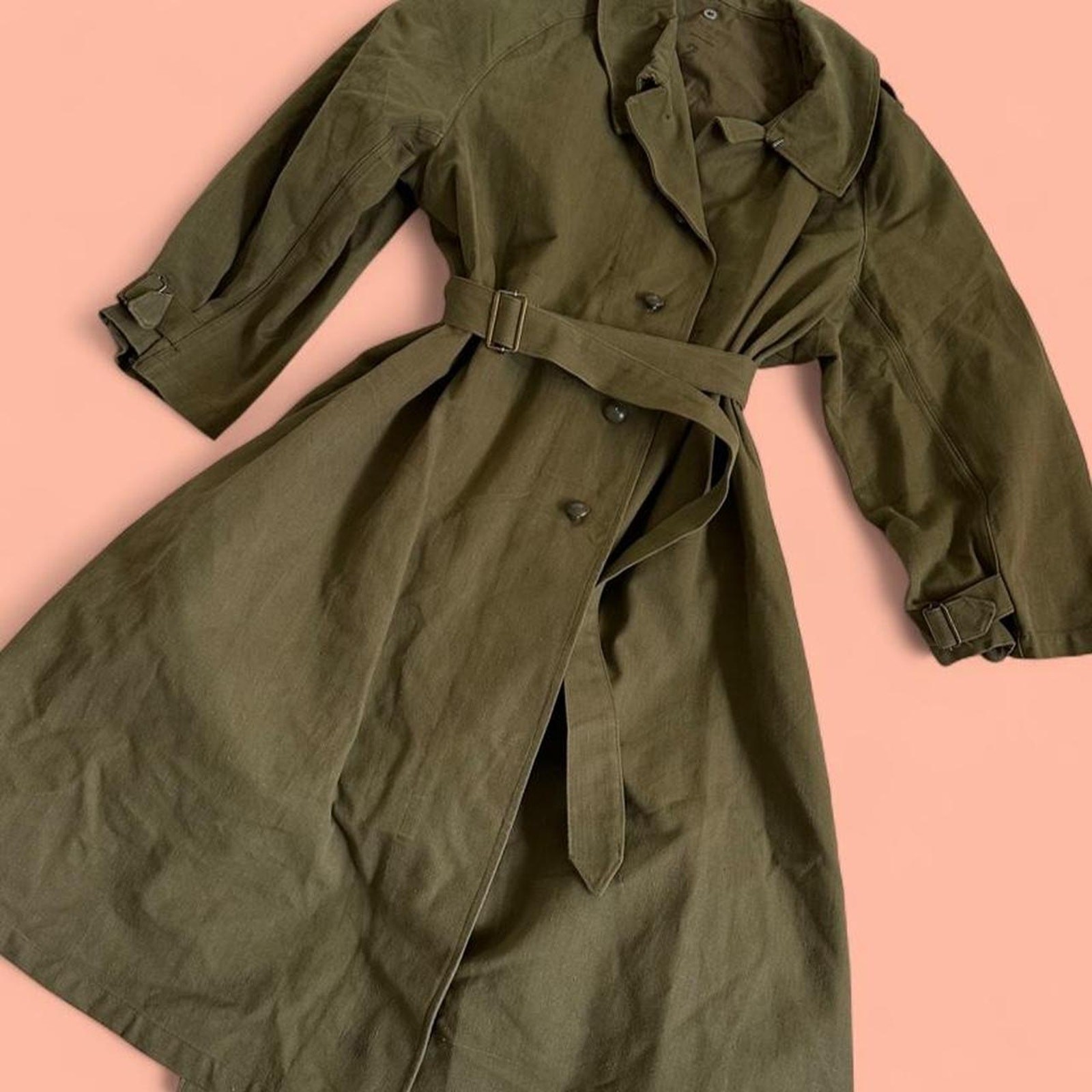 VTG 1950s French Army Canvas Motorcycle Rider Coat SNC FLERS- Size 2 (Sm/ Med?