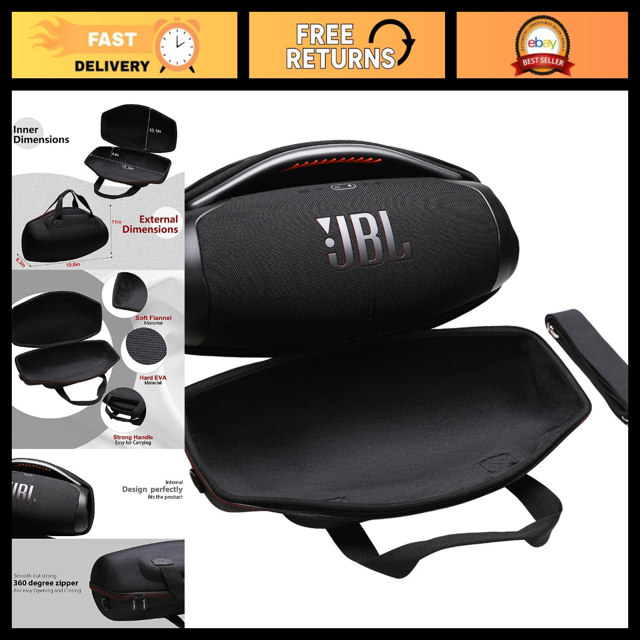 Waterproof Portable Speaker Case for JBL Boombox 3 - Shockproof & Durable Waterproof Portable Speaker Case for JBL Boombox 3 - Shockproof & Durable