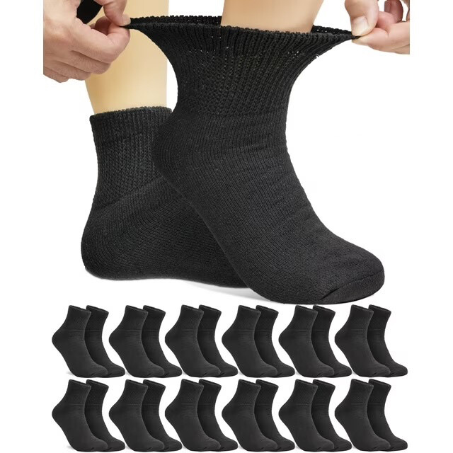 Lot 3-12 Pairs Mens Health Circulatory Diabetic Cotton Ankle Quarter Socks 9-15