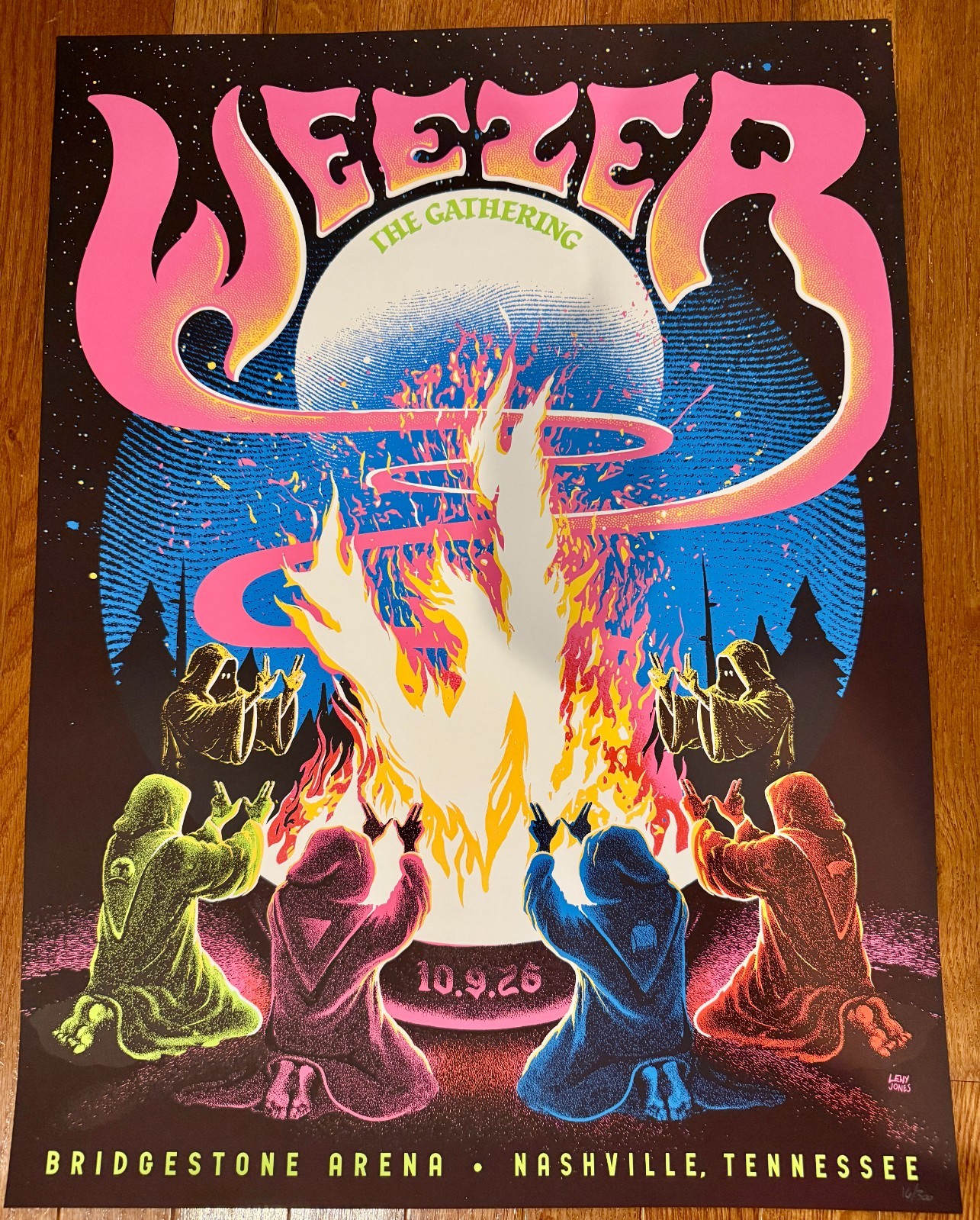 ORIGINAL WEEZER CONCERT POSTER THE GATHERING NASHVILLE 10/9/2026 NUMBERED 16/300 ORIGINAL WEEZER CONCERT POSTER THE GATHERING NASHVILLE 10/9/2026 NUMBERED 16/300