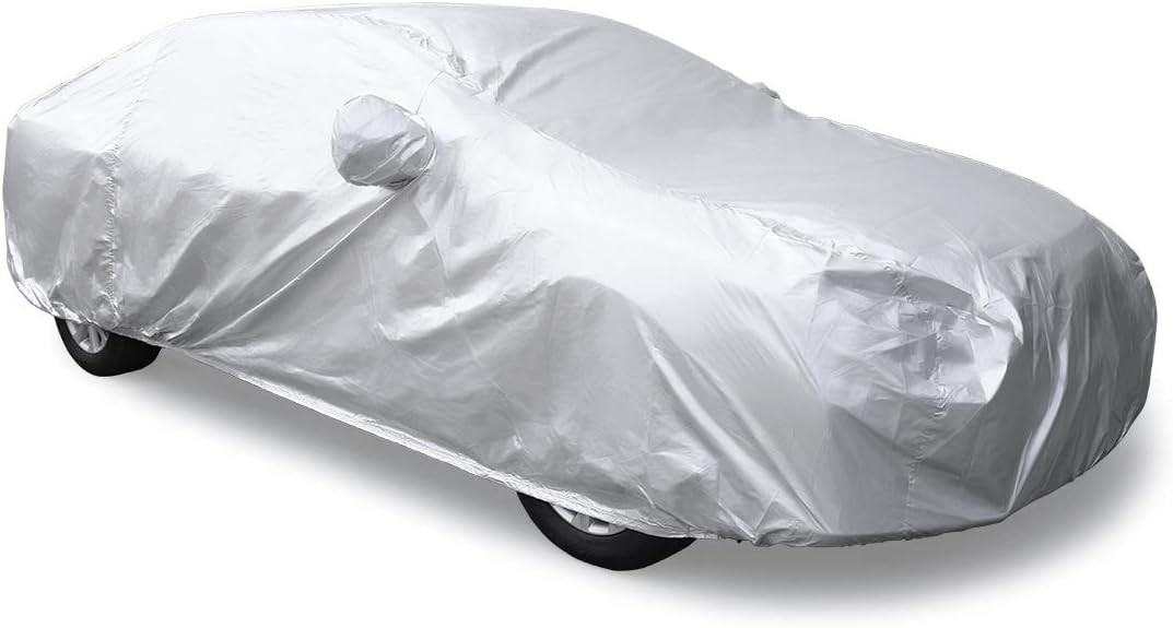 3XL Silver Tone 190T Car Cover Outdoor Weather Waterproof Scratch Rain Snow Heat