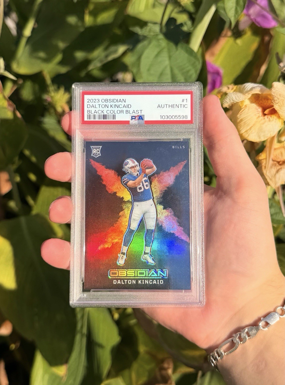 2023 Panini Obsidian Dalton Kincaid Black Color Blast #1 PSA Authentic RC Bills 2023 Panini Obsidian Dalton Kincaid Black Color Blast #1 PSA Authentic RC Bills