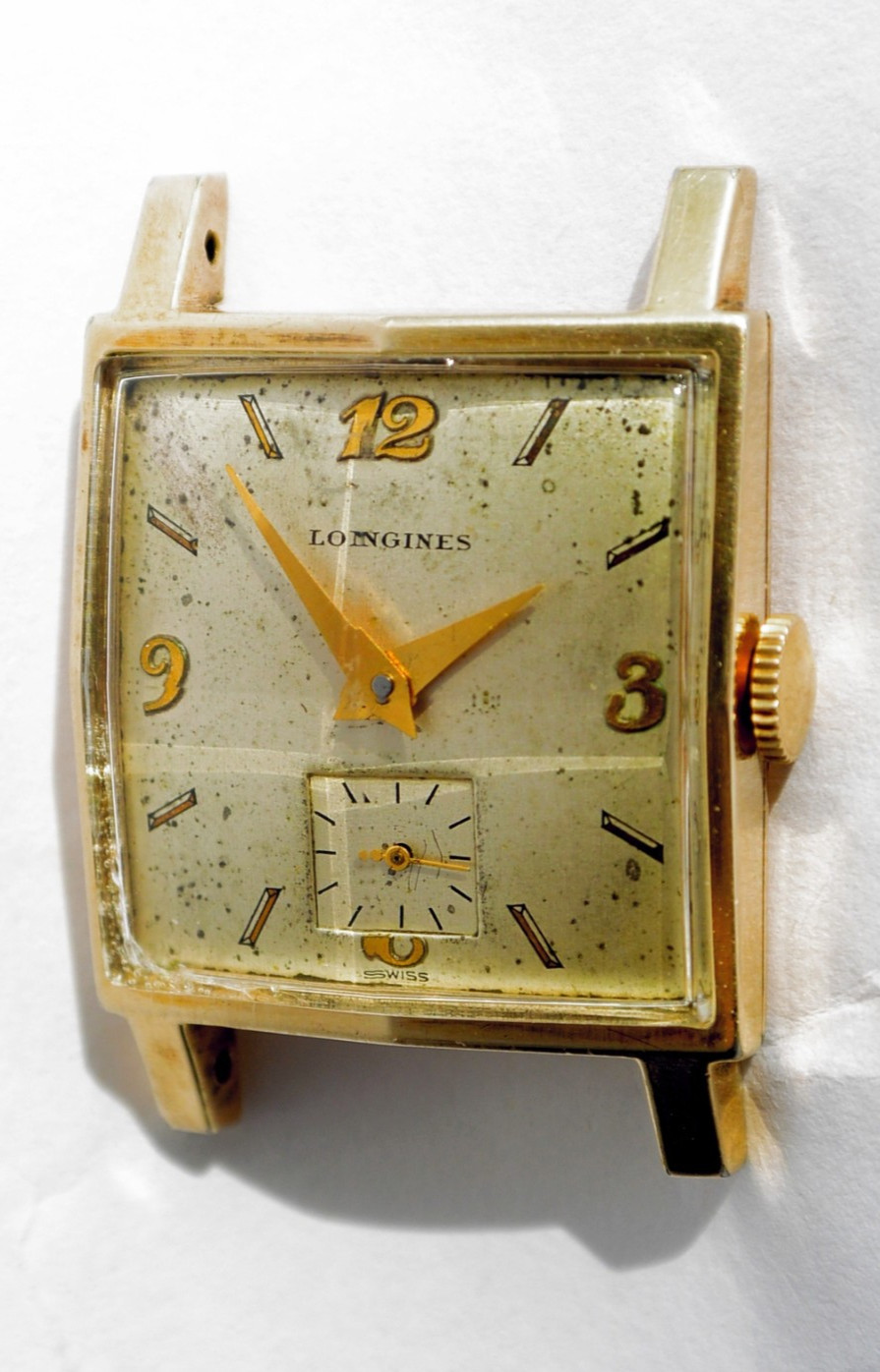 Longines-Wittnauer Square 10K Gold Filled, Cal. 23Z, Faceted Crystal, Running