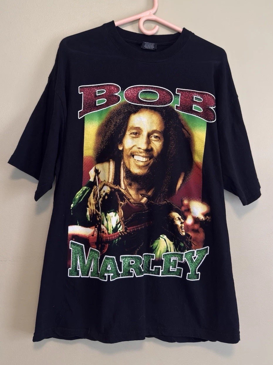 Vintage Y2K Bob Marley Rap Tee AOP Smile Jamaica 2XL NWOT Vintage Y2K Bob Marley Rap Tee AOP Smile Jamaica 2XL NWOT