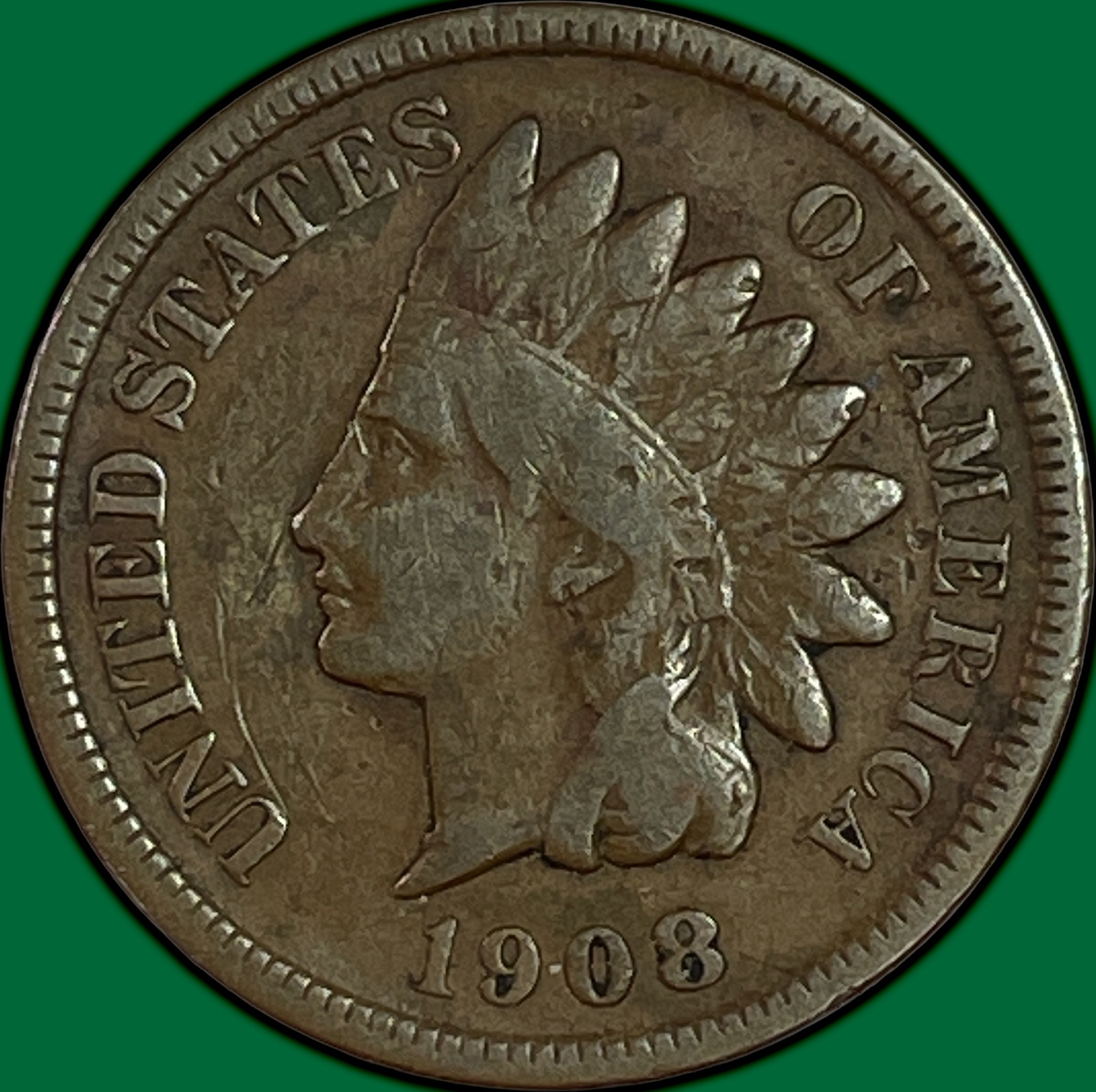 1908-S Indian Head Cent Fine F Coin #49174
