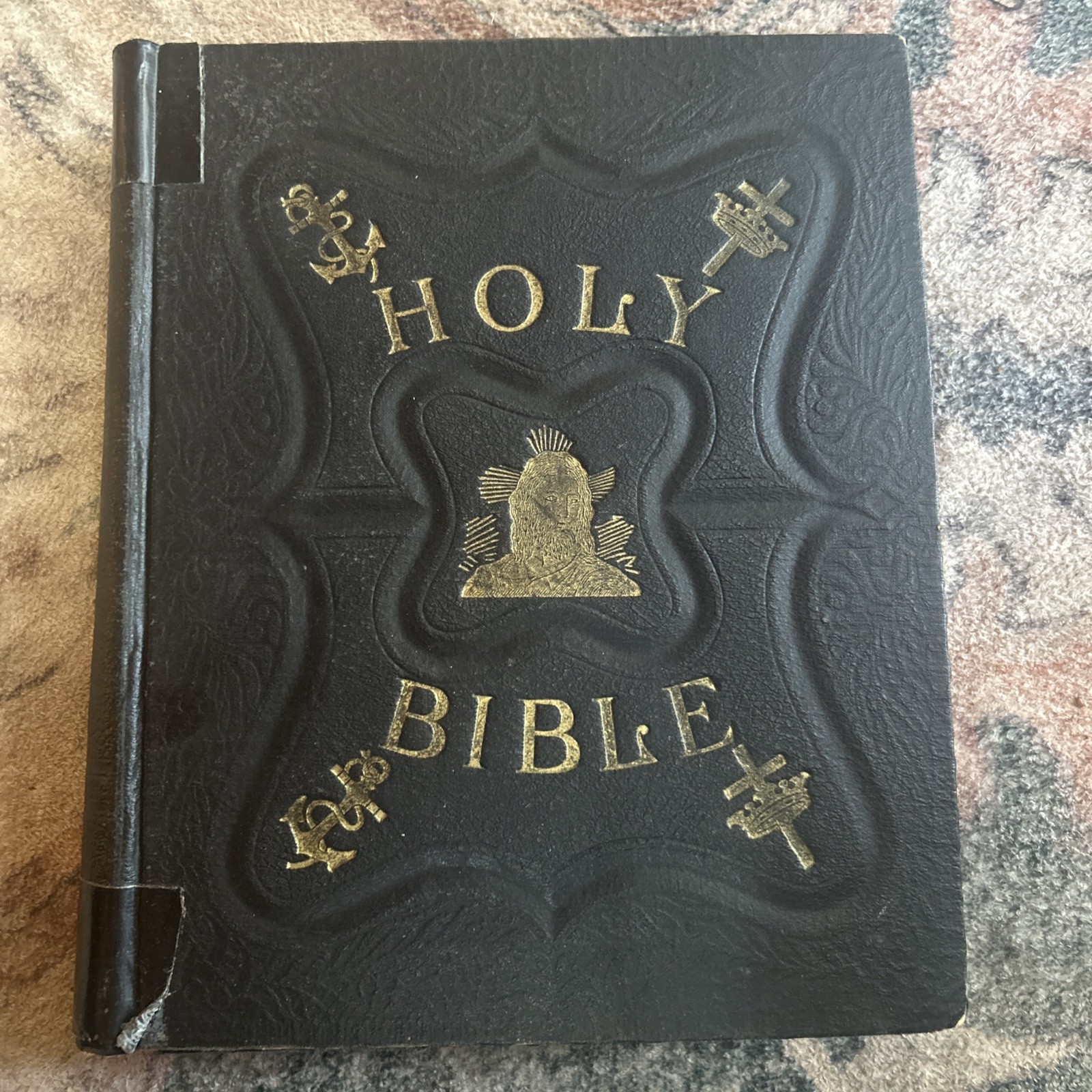 Antique Holy Bible Black Pictorian Family Bible Hard Cover Antique Holy Bible Black Pictorian Family Bible Hard Cover