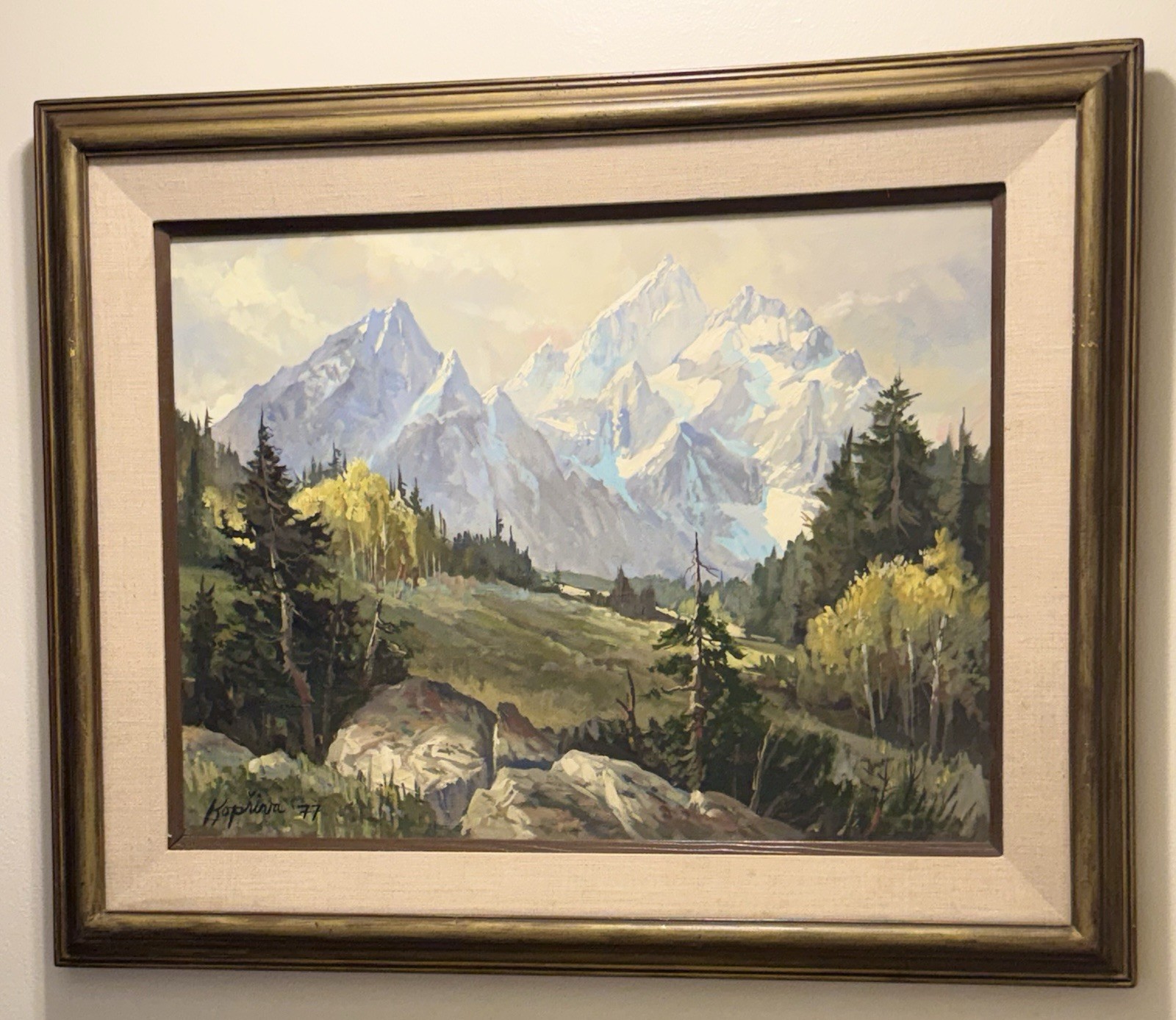 ORIG ‘77 MIKE KOPRIVA PAINTING-GRAND TETON RANGE-RARE,SIGNED,FRAMED, 1ofaKIND