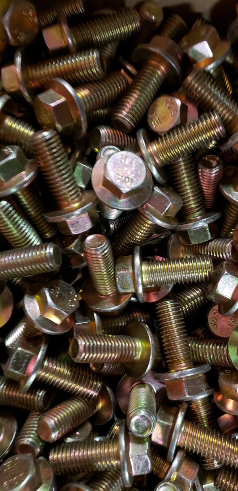 M8-1.25 X 30MM 10.9 Hex Flange Bolt Yellow Zinc Coarse Thread