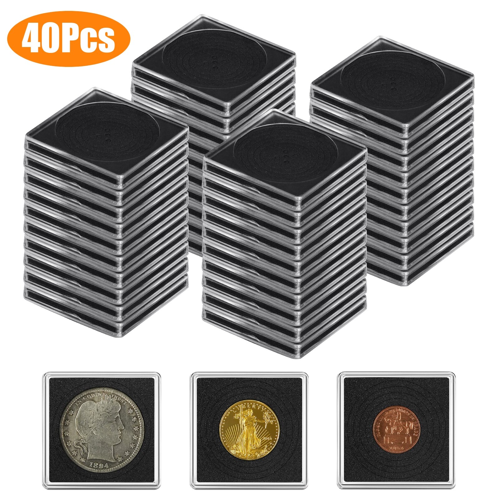 40PCS Adjustable 2x2 Coin Holder Snap Capsule 40mm Silver Dollar Collection Case 40PCS Adjustable 2x2 Coin Holder Snap Capsule 40mm Silver Dollar Collection Case
