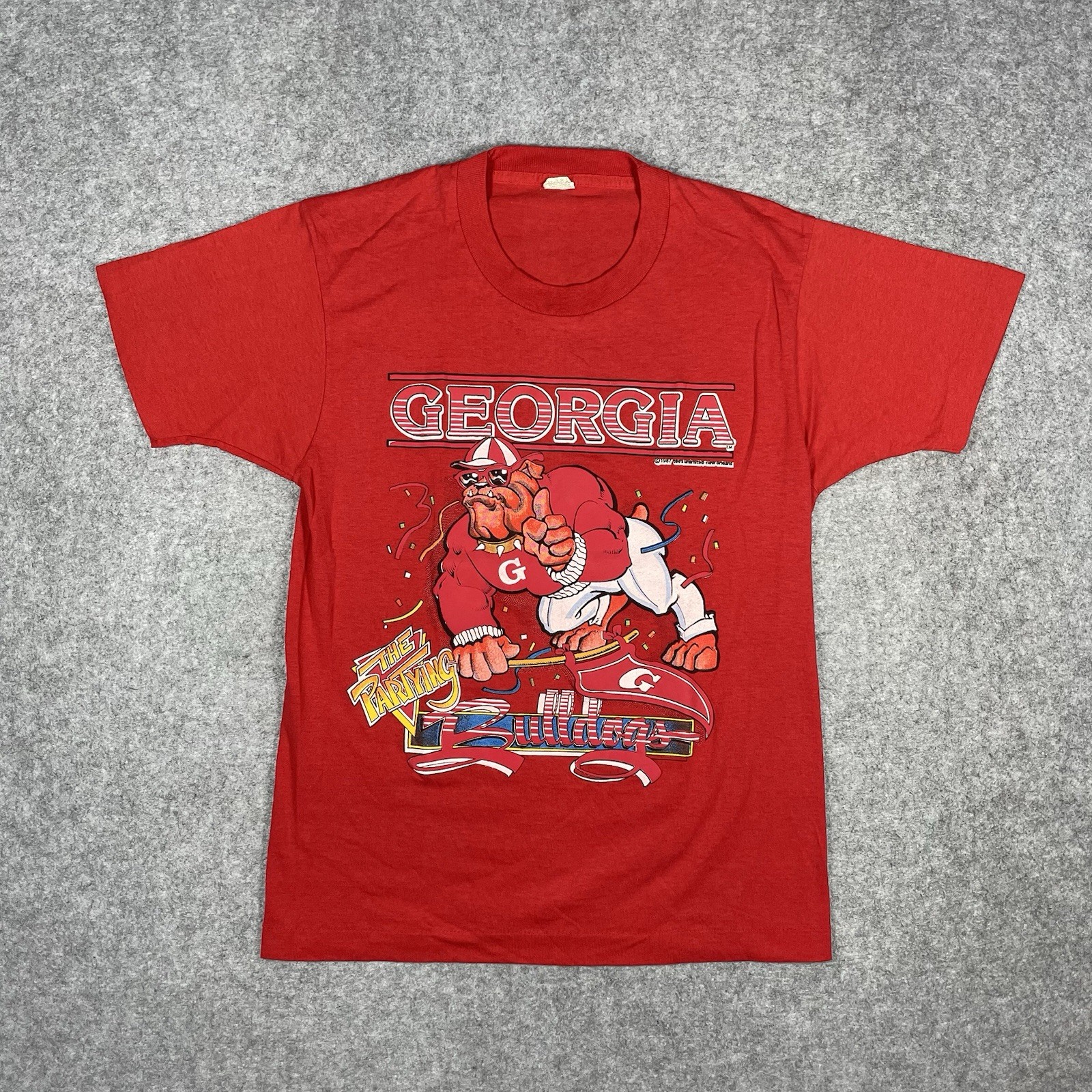 Vintage 1987 Georgia Bulldogs T Shirt Mens Small Red Screen Stars The Partying Vintage 1987 Georgia Bulldogs T Shirt Mens Small Red Screen Stars The Partying