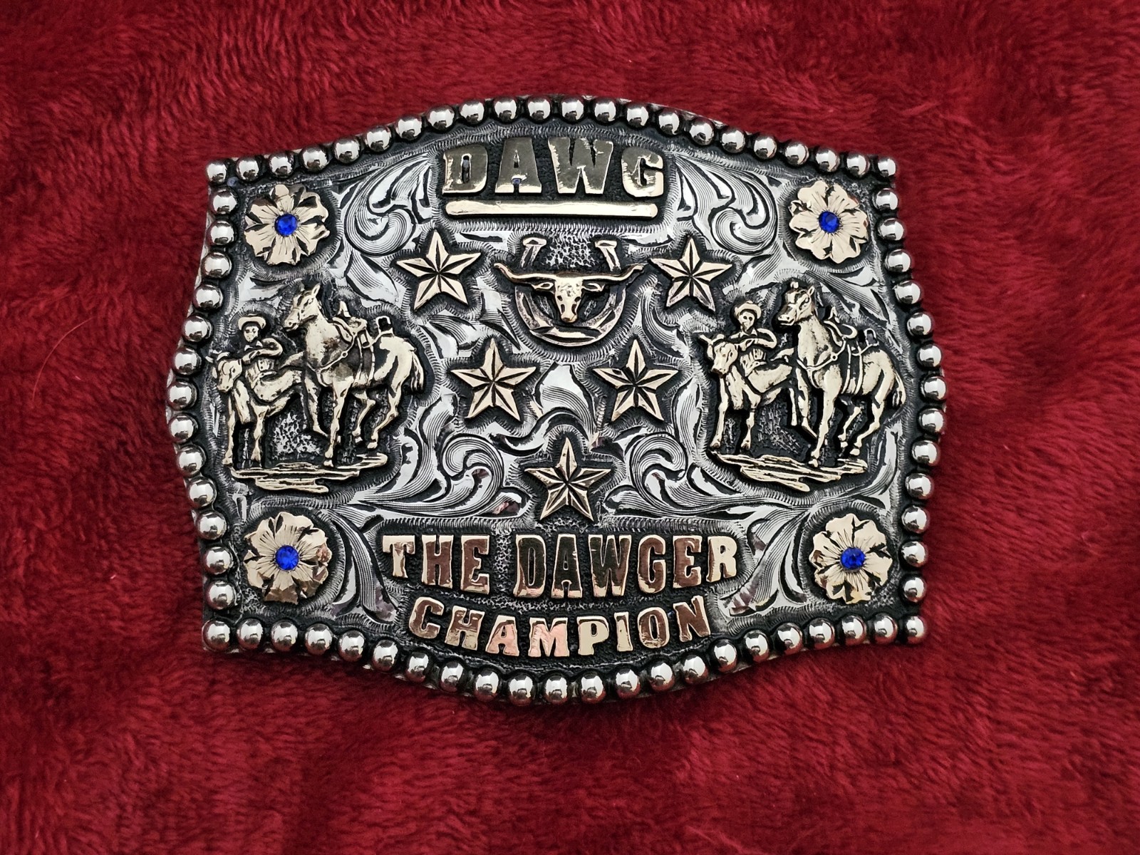 BULLDOGGING☆X~TREME☆RODEO CHAMPION TROPHY BUCKLE☆Dawg The Dawger☆RARE☆T94