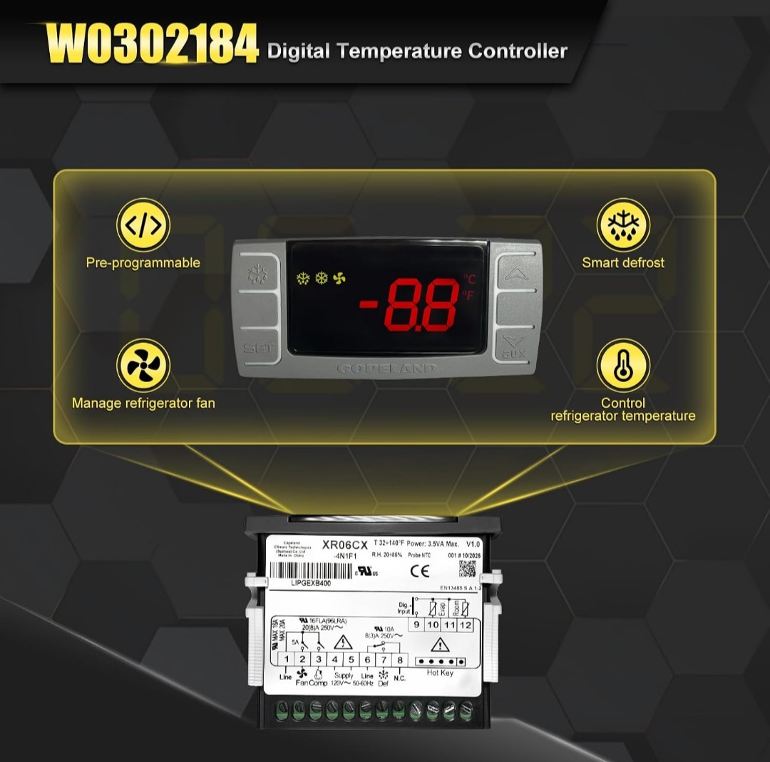 W0302184 Digital Freezer Controller Compatible w/Atosa Refrigerator (XR06CX) W0302184 Digital Freezer Controller Compatible w/Atosa Refrigerator (XR06CX)