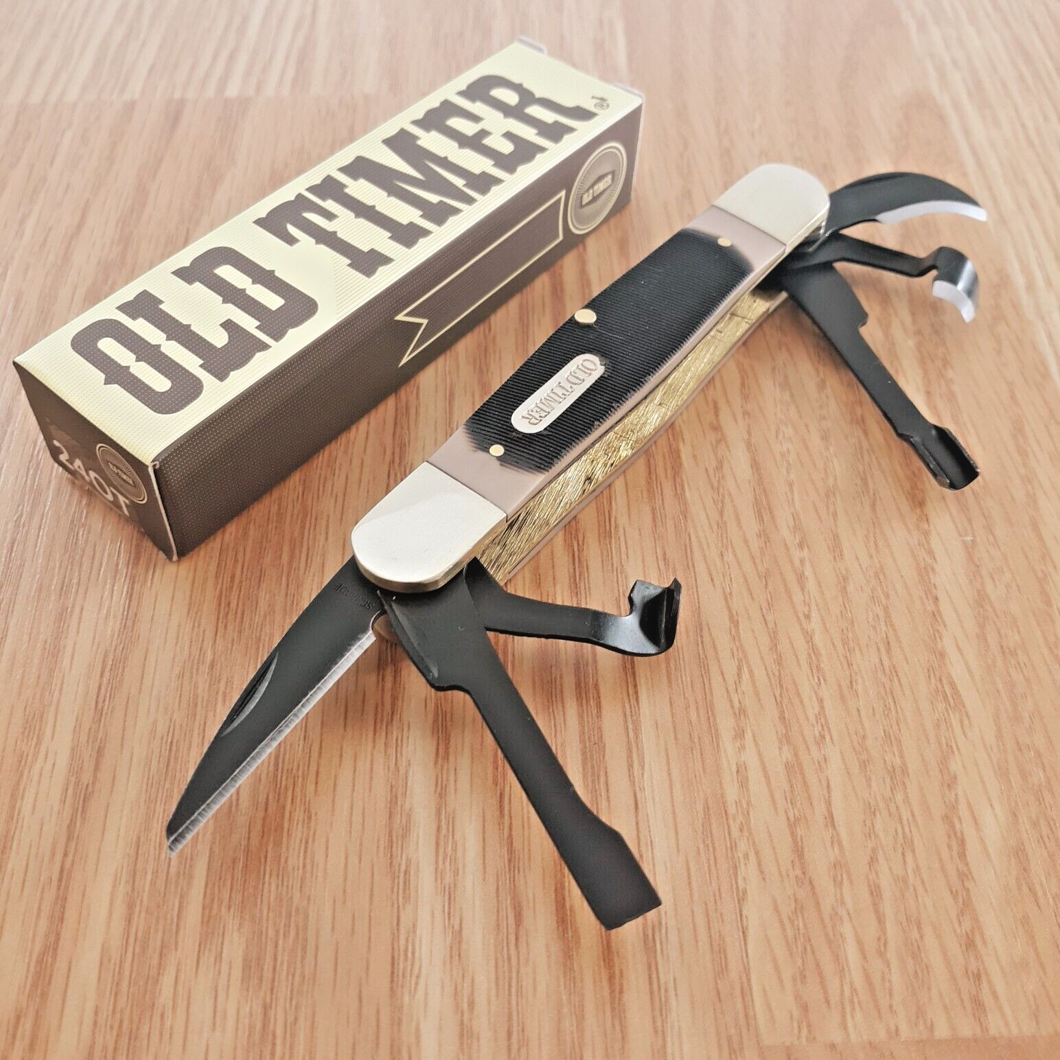 Schrade Old Timer Splinter Carving Pocket Knife Carbon Steel Blade Delrin Handle