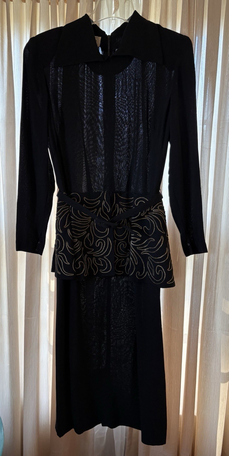 Vintage Original 1940’s Black Formal Dress- Paul Sachs Original Label. Rare