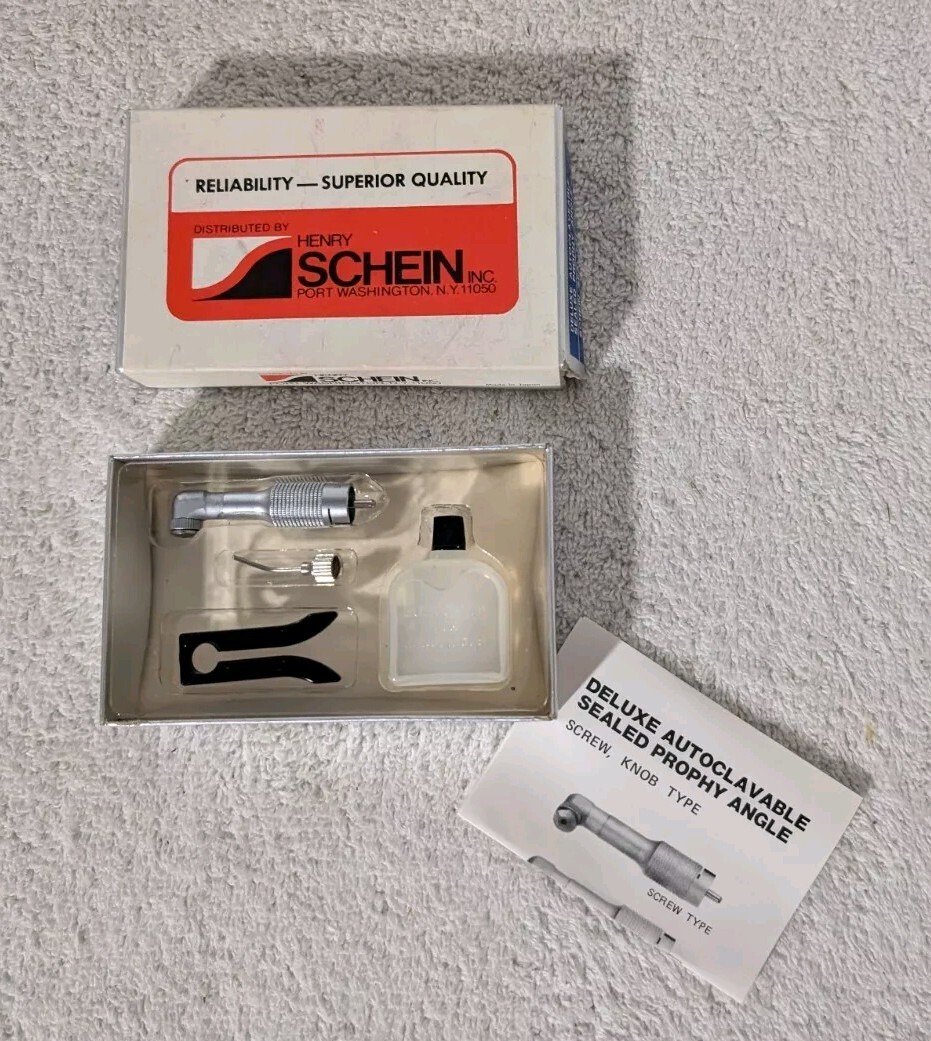 Vintage Henry Schein Deluxe Autoclaveable Sealed Prophy Angle Seal-Tite Screw Vintage Henry Schein Deluxe Autoclaveable Sealed Prophy Angle Seal-Tite Screw