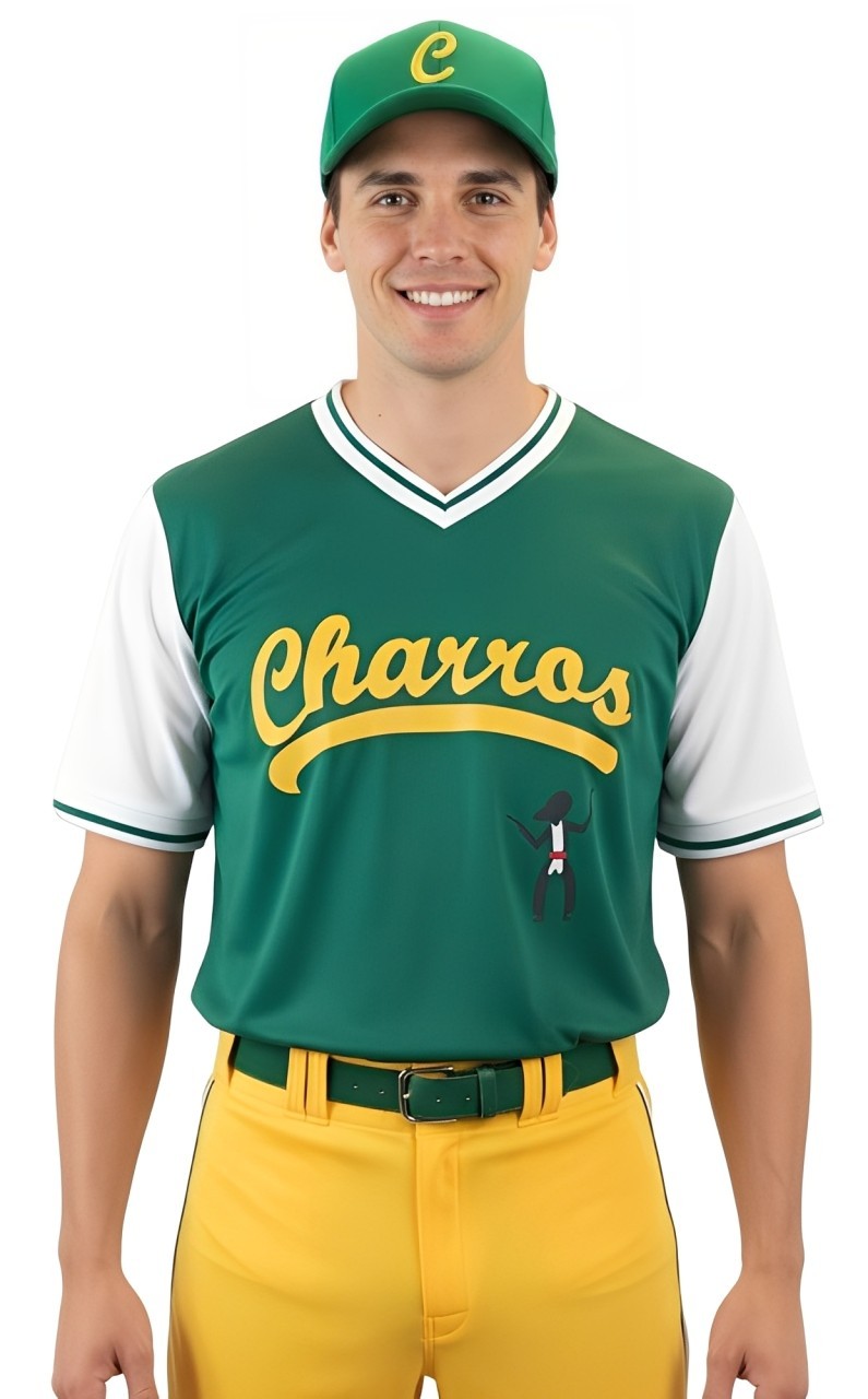 Kenny Powers Baseball Jersey & Cap Charros Full Costume [Eastbound and Down ]