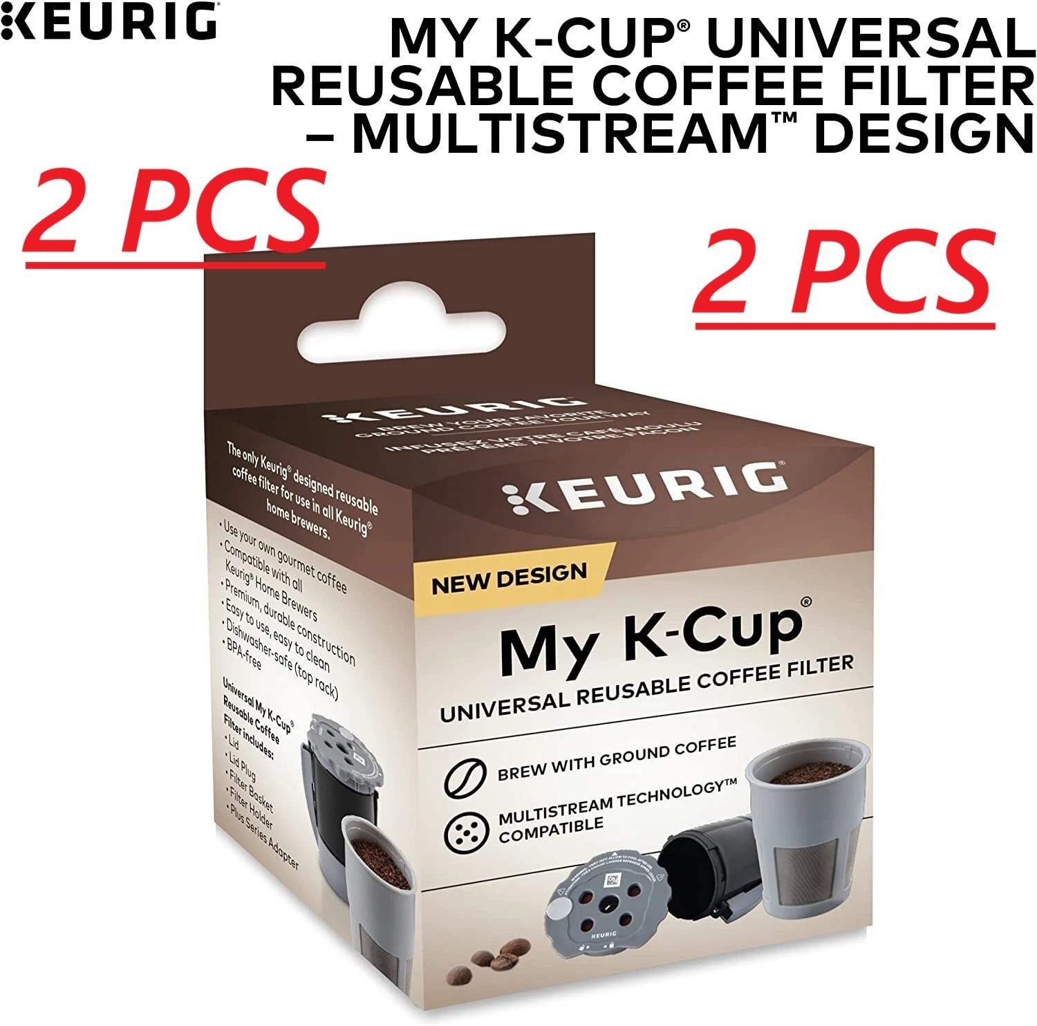 ✔️2 PCS  Keurig My K-Cup Universal Reusable Filter MultiStream Technology NEW