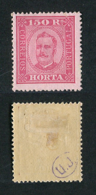 HORTA (Azores, Açores, Portugal) 1892 D. CARLOS #10A MH, 13 1/2, FVF
