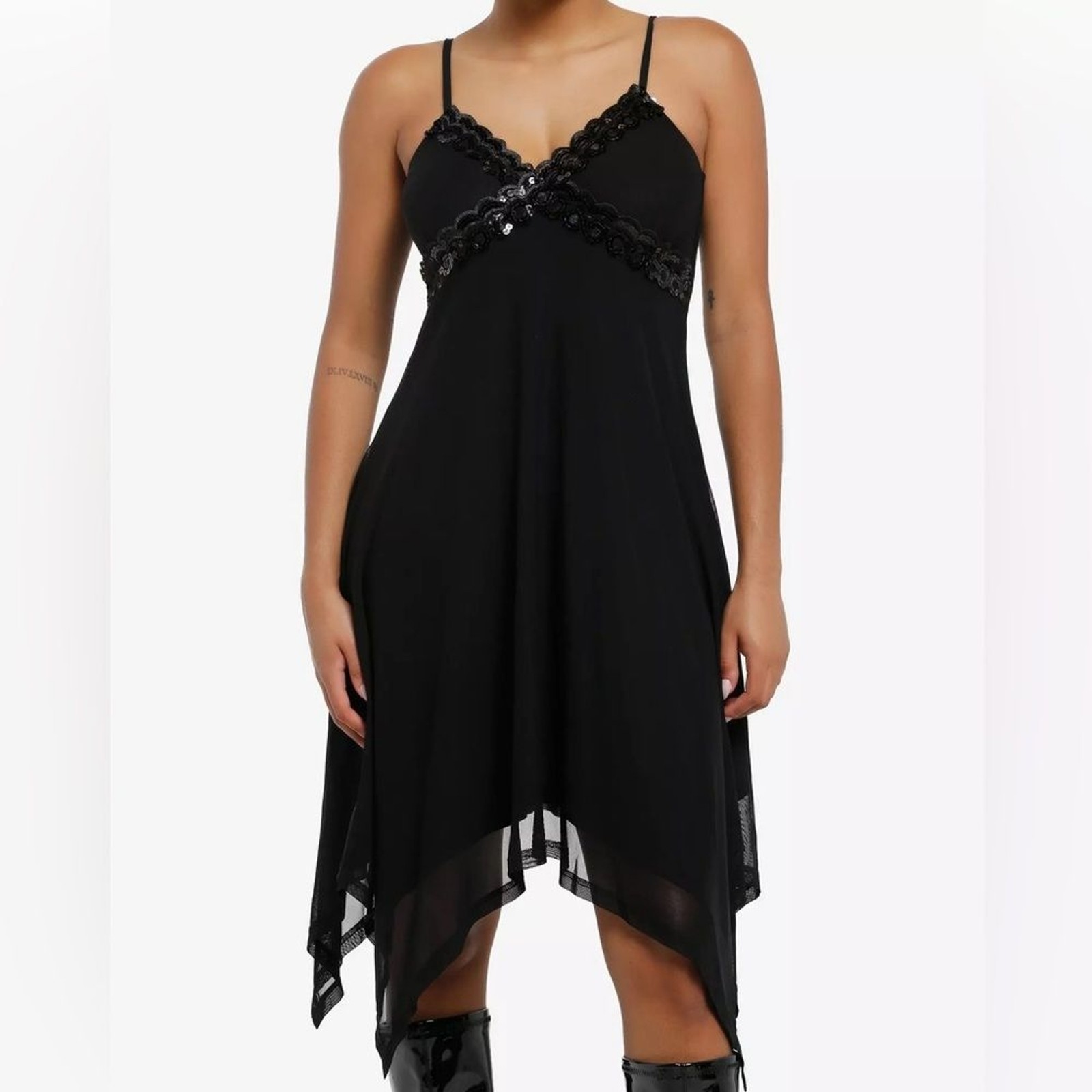 Cosmic Aura Black Sequin Hanky Hem Cami Dress Cosmic Aura Black Sequin Hanky Hem Cami Dress