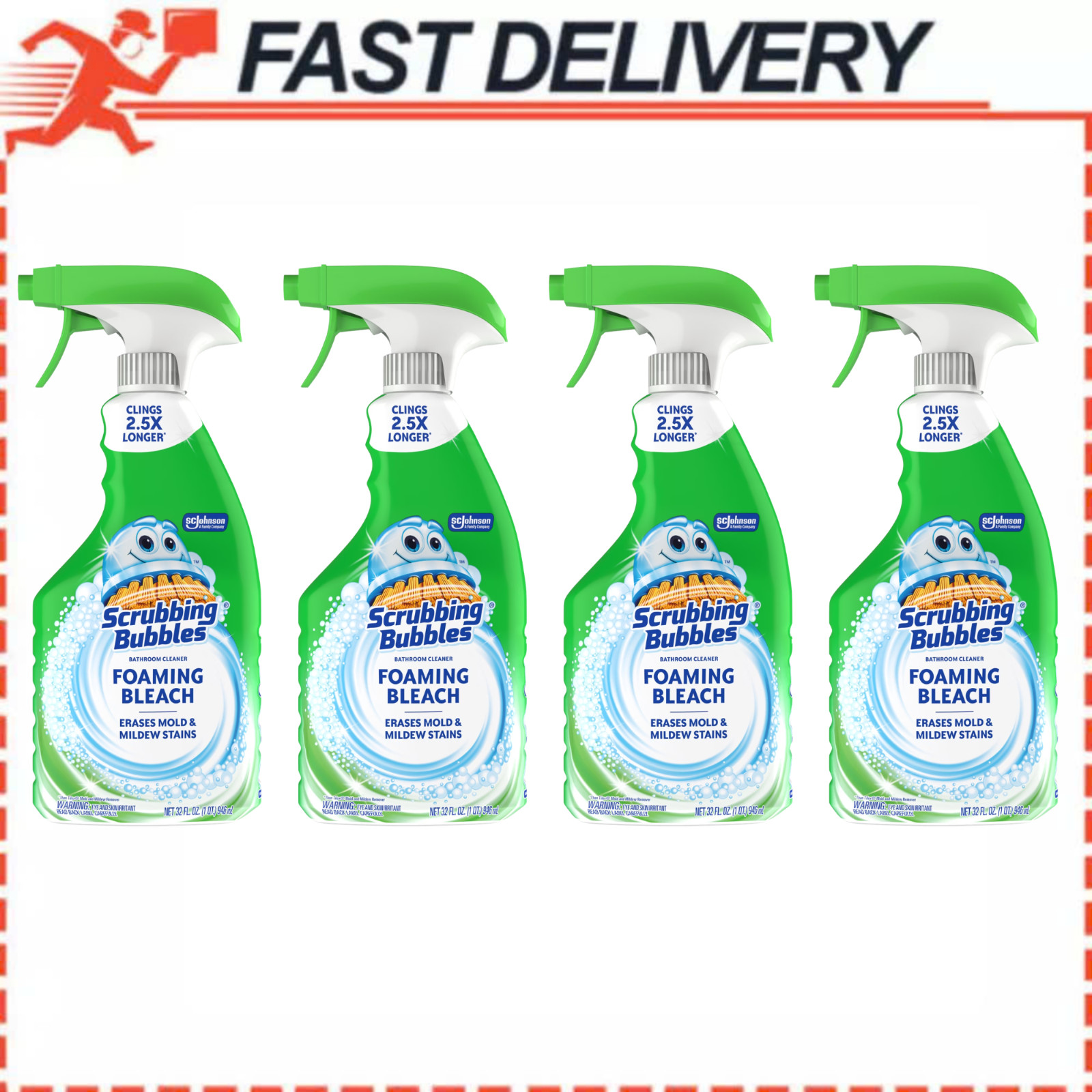 (4 Pack) Scrubbing Bubbles Foaming Bleach Bathroom Shower Tub Cleaner 32 oz (4 Pack) Scrubbing Bubbles Foaming Bleach Bathroom Shower Tub Cleaner 32 oz