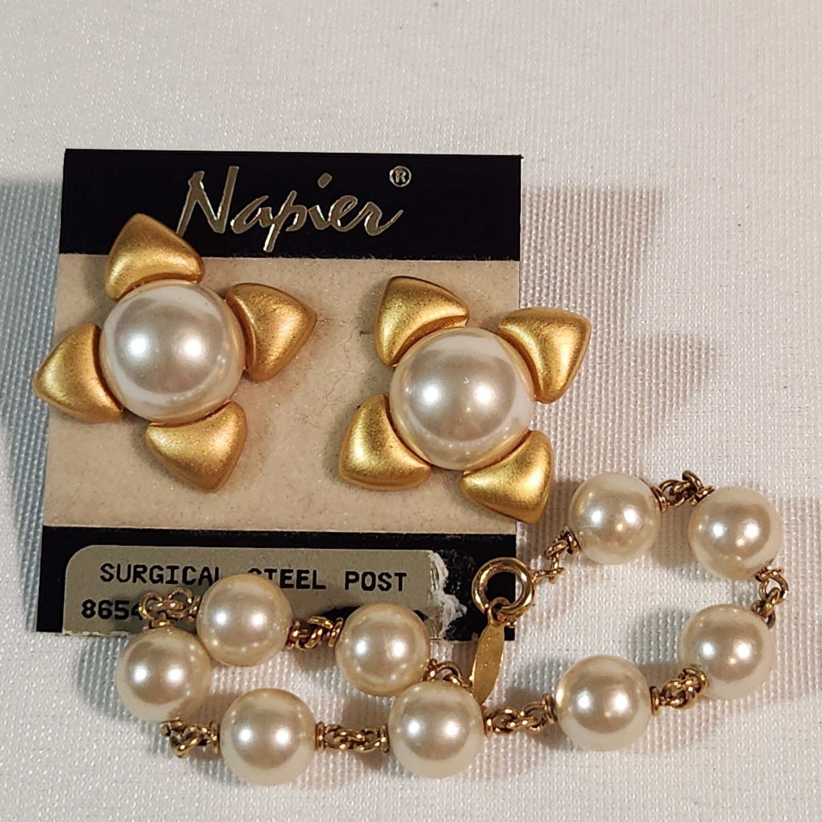 Vintage Napier Faux Pearl Bracelet 7