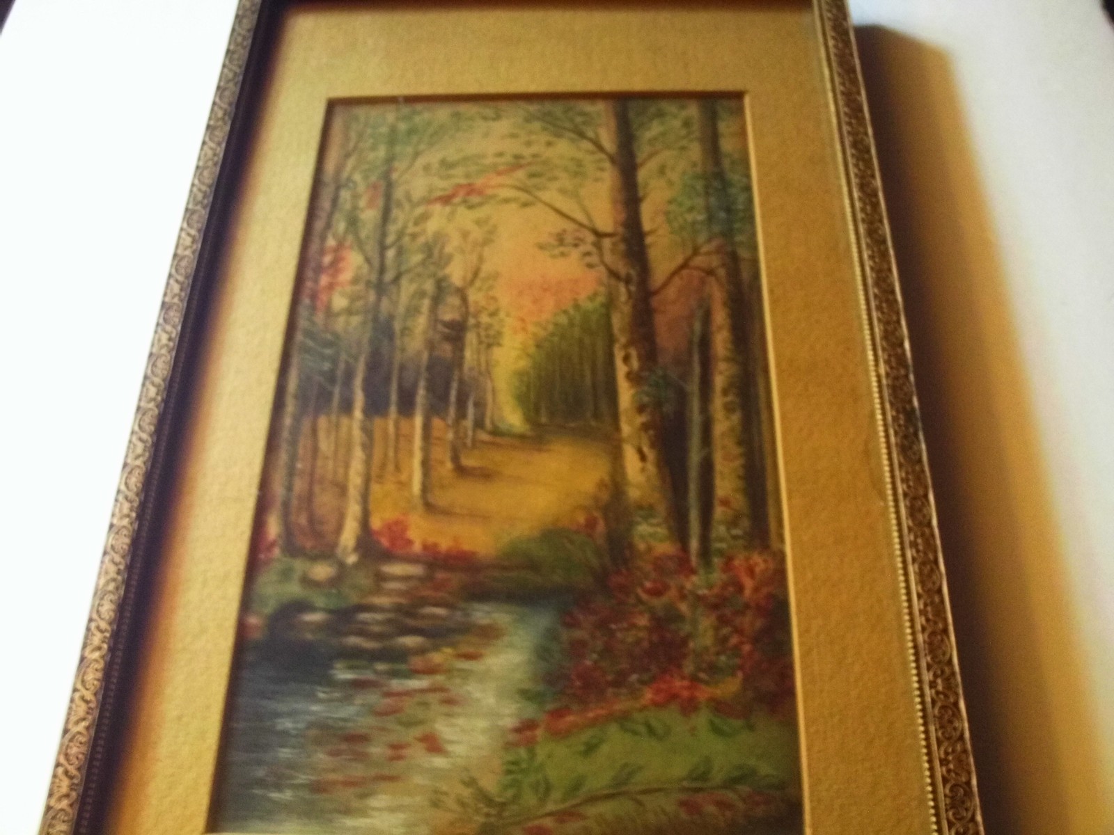 antique watercolor rows of trees initials c.h. childe hassam antique watercolor rows of trees initials c.h. childe hassam
